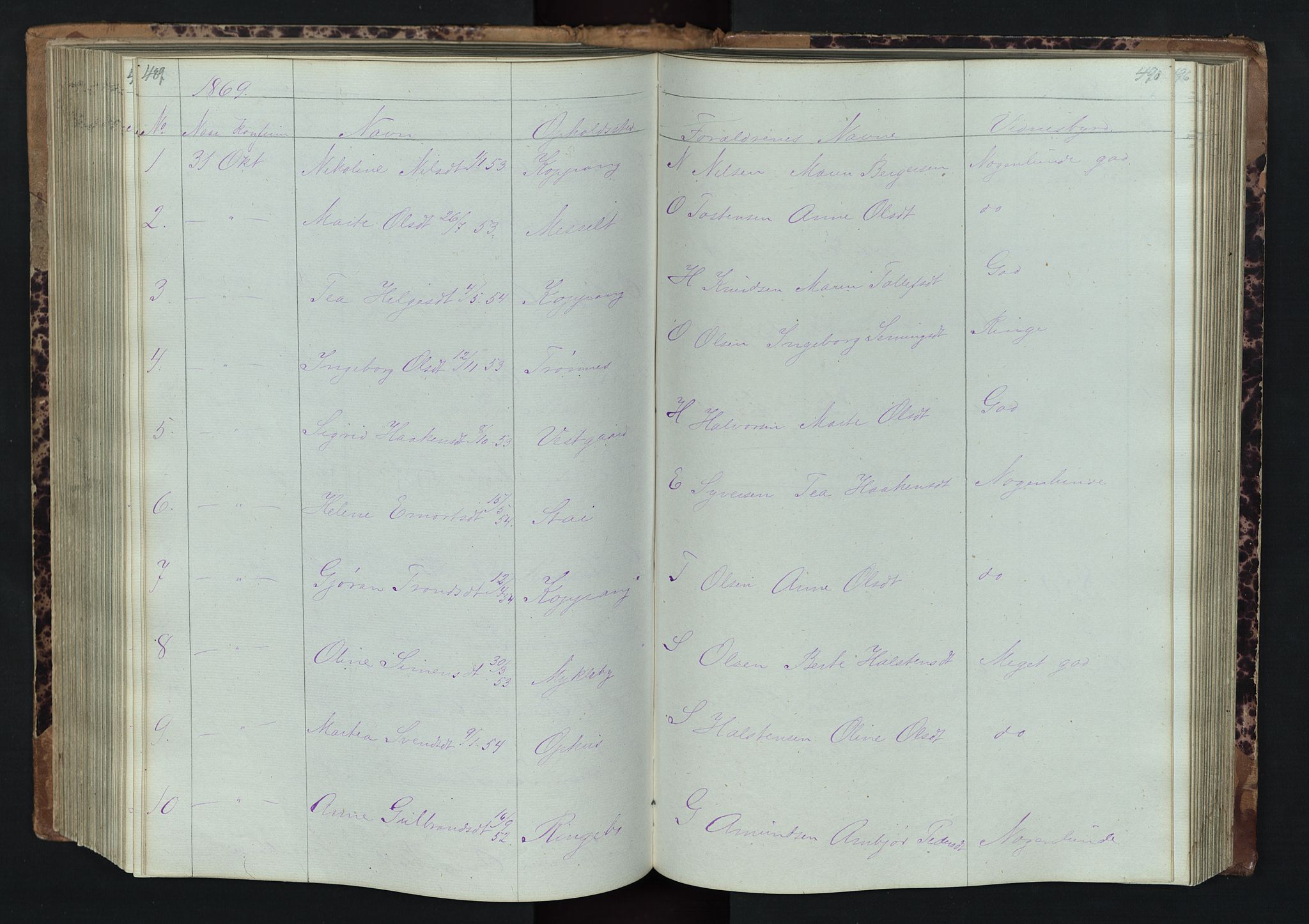 Stor-Elvdal prestekontor, SAH/PREST-052/H/Ha/Hab/L0001: Parish register (copy) no. 1 /1, 1860-1894, p. 489-490