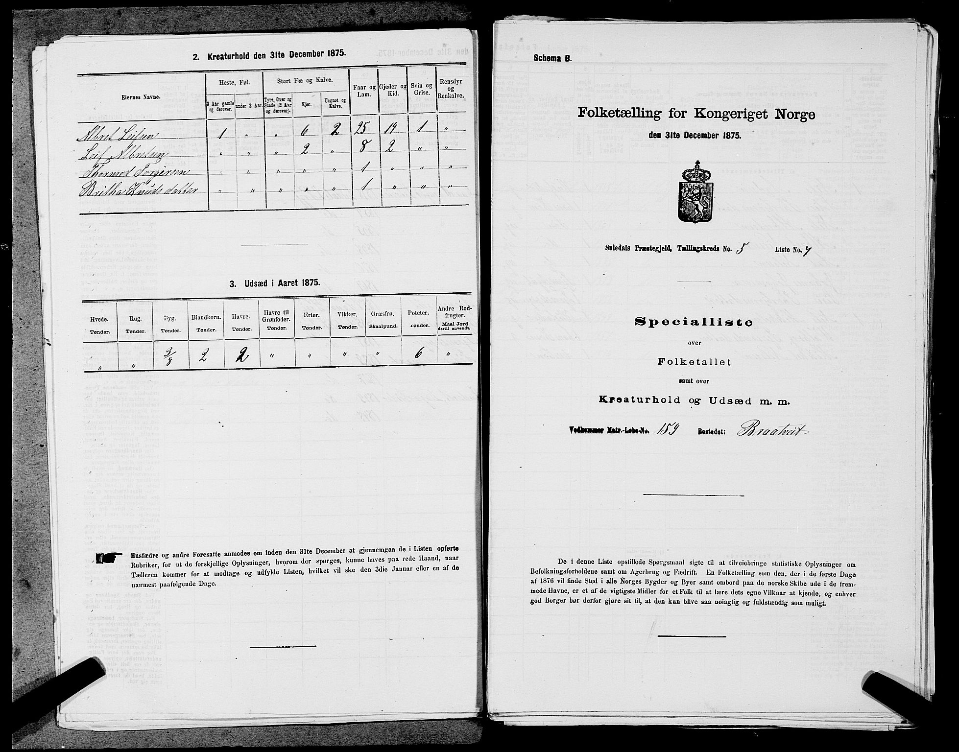 SAST, 1875 census for 1134P Suldal, 1875, p. 579