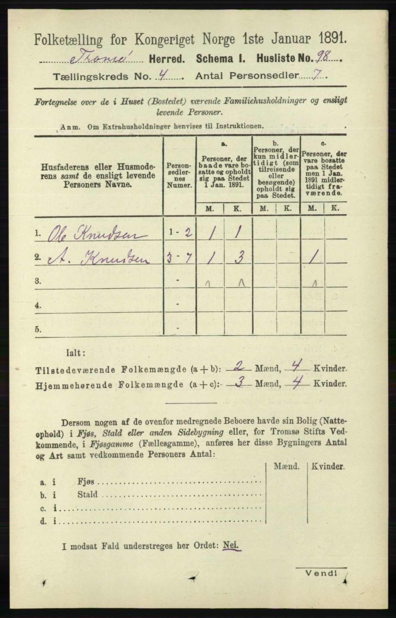 RA, 1891 census for 0921 Tromøy, 1891, p. 1454