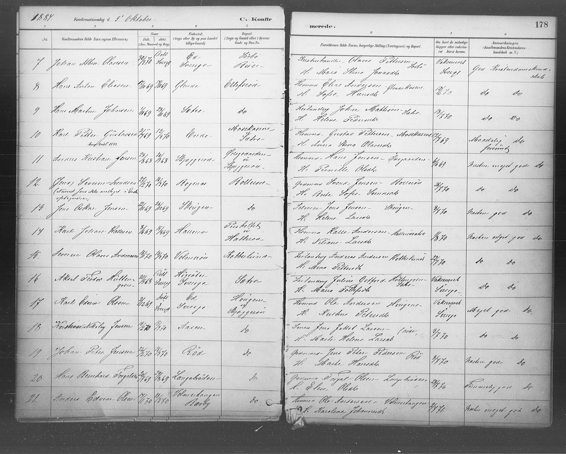 Idd prestekontor Kirkebøker, AV/SAO-A-10911/F/Fb/L0002: Parish register (official) no. II 2, 1882-1923, p. 178