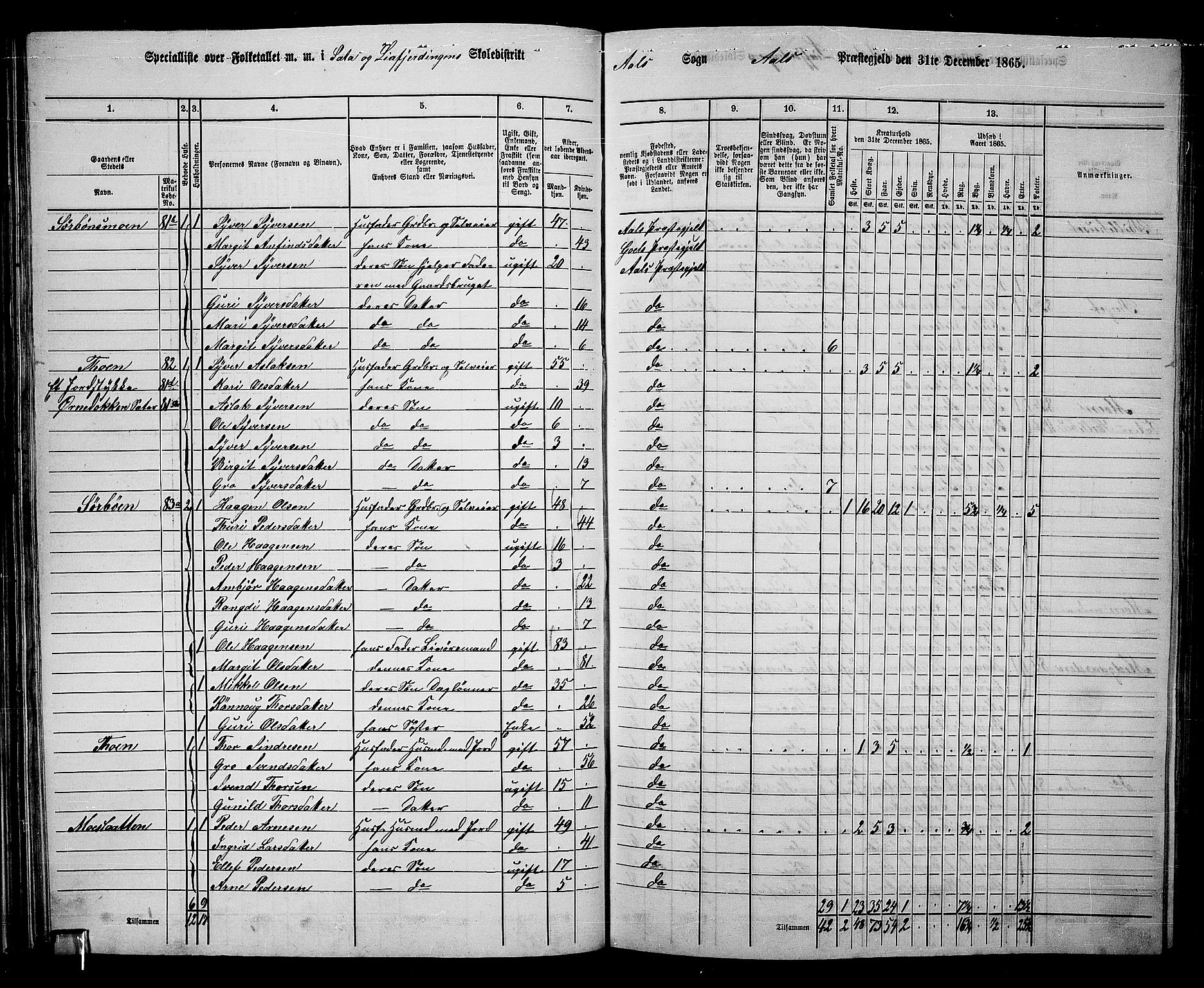 RA, 1865 census for Ål, 1865, p. 57