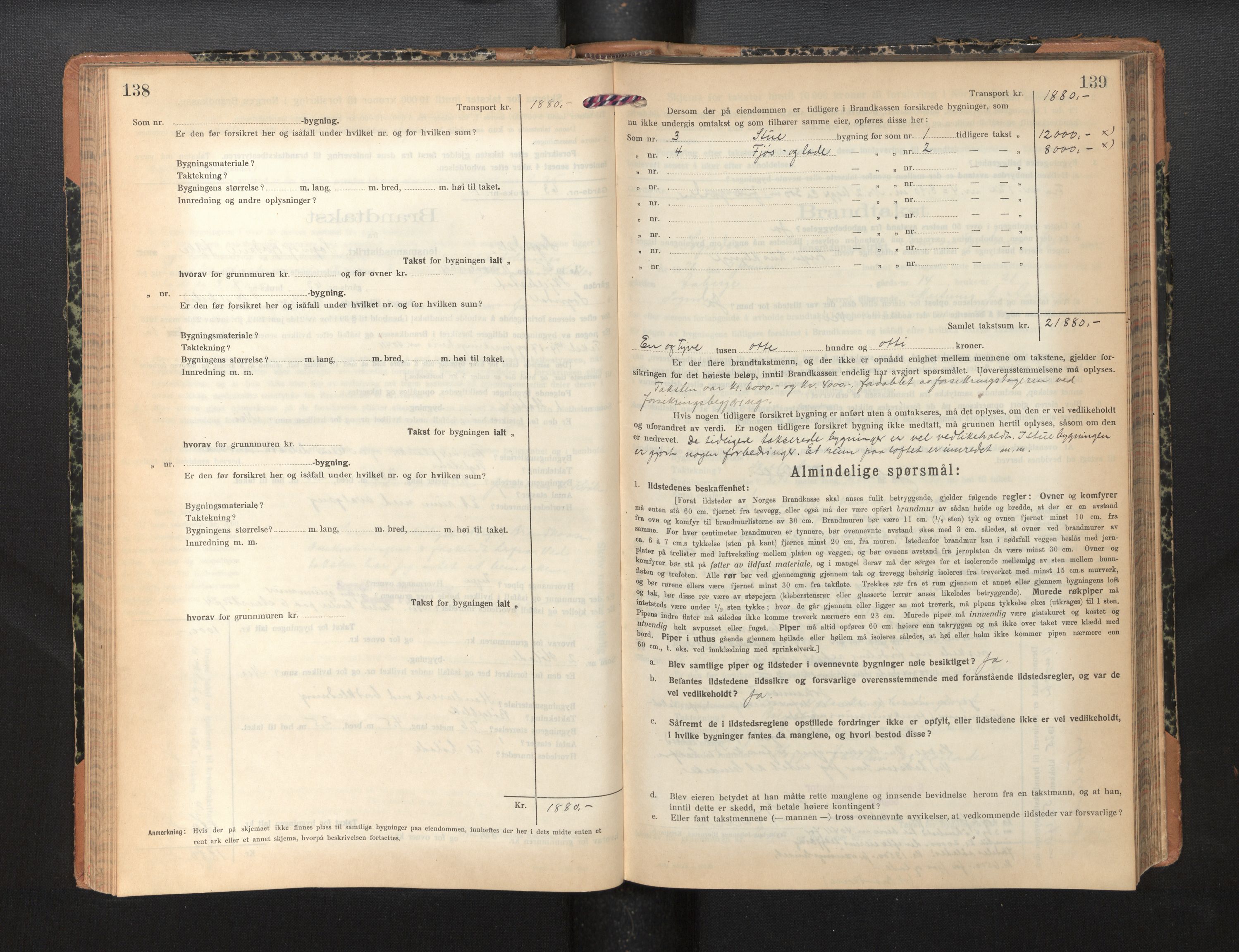 Lensmannen i Sogndal, AV/SAB-A-29901/0012/L0012: Branntakstprotokoll, skjematakst, 1922-1931, p. 138-139