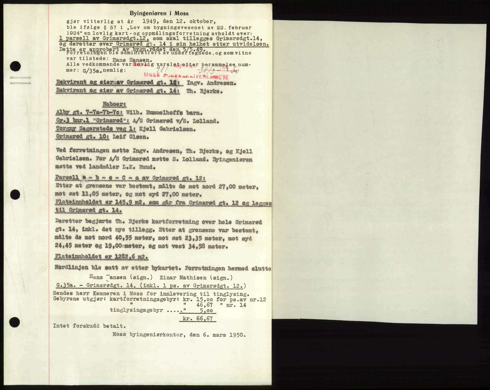 Moss sorenskriveri, SAO/A-10168: Mortgage book no. A25, 1950-1950, Diary no: : 981/1950