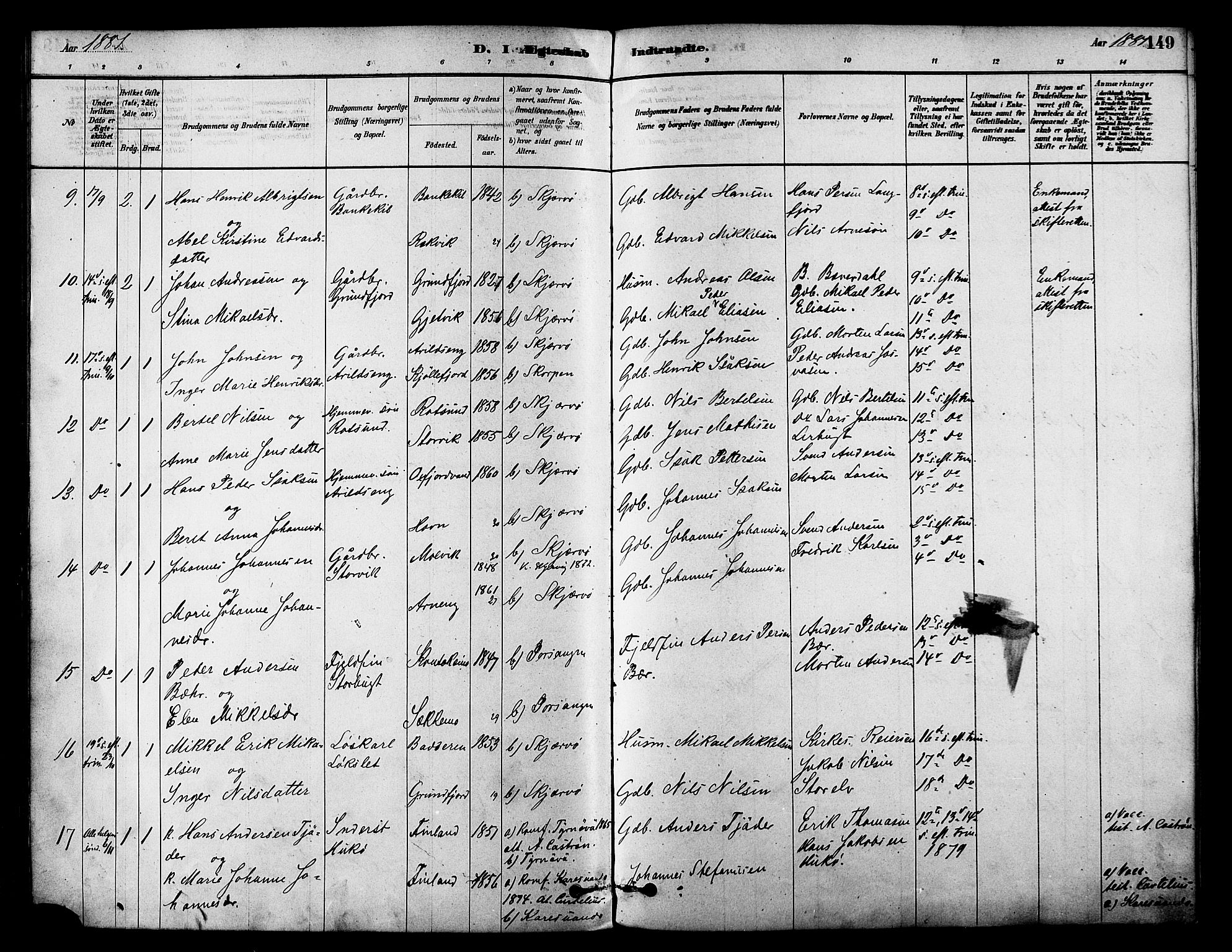 Skjervøy sokneprestkontor, SATØ/S-1300/H/Ha/Haa/L0009kirke: Parish register (official) no. 9, 1878-1887, p. 149