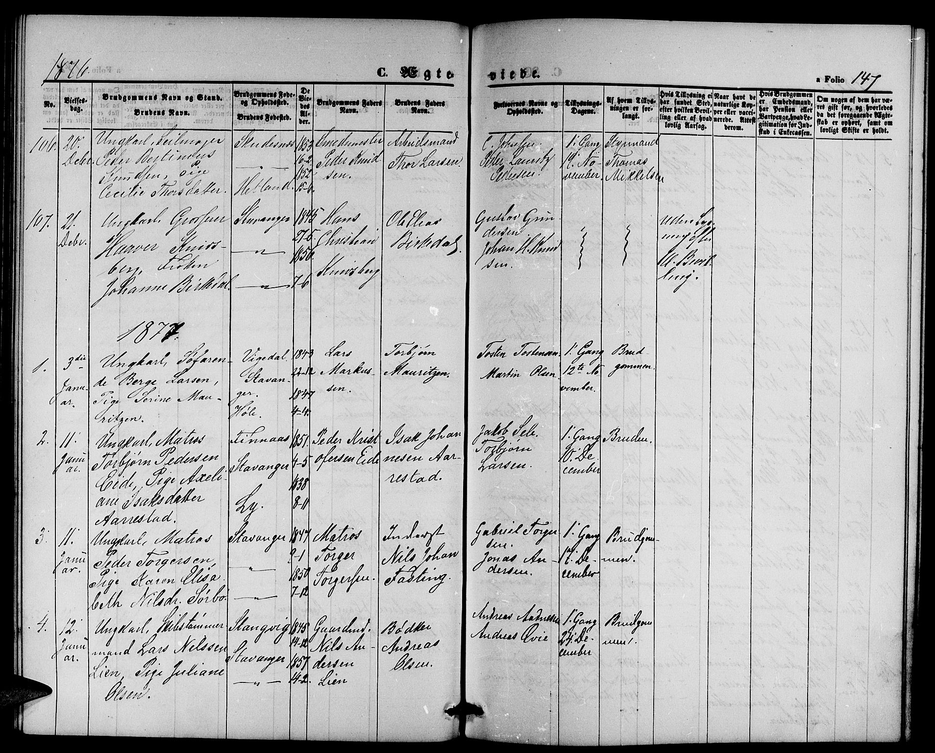 St. Petri sokneprestkontor, AV/SAST-A-101813/001/30/30BB/L0002: Parish register (copy) no. B 2, 1865-1885, p. 147