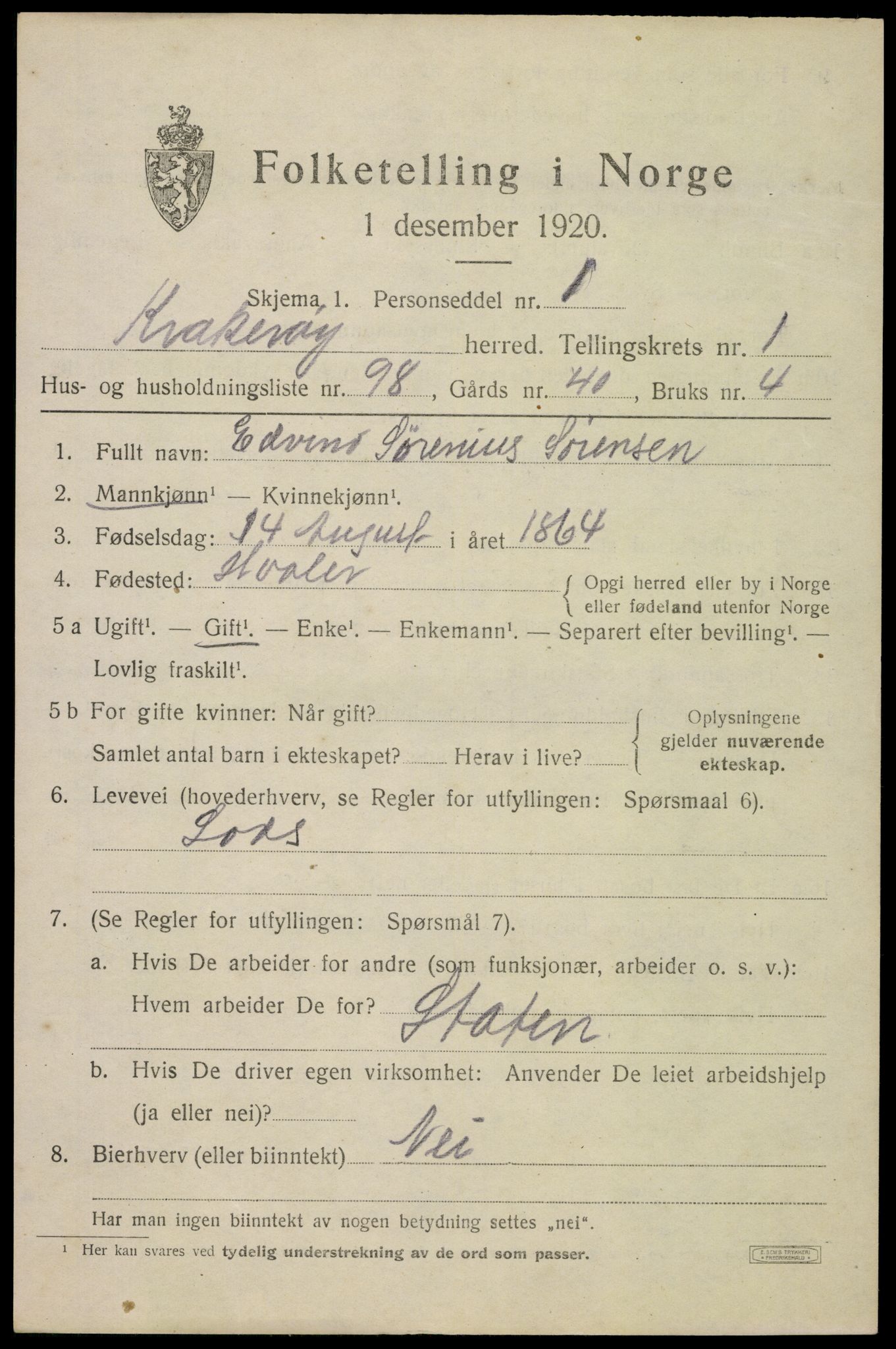 SAO, 1920 census for Kråkerøy, 1920, p. 2390