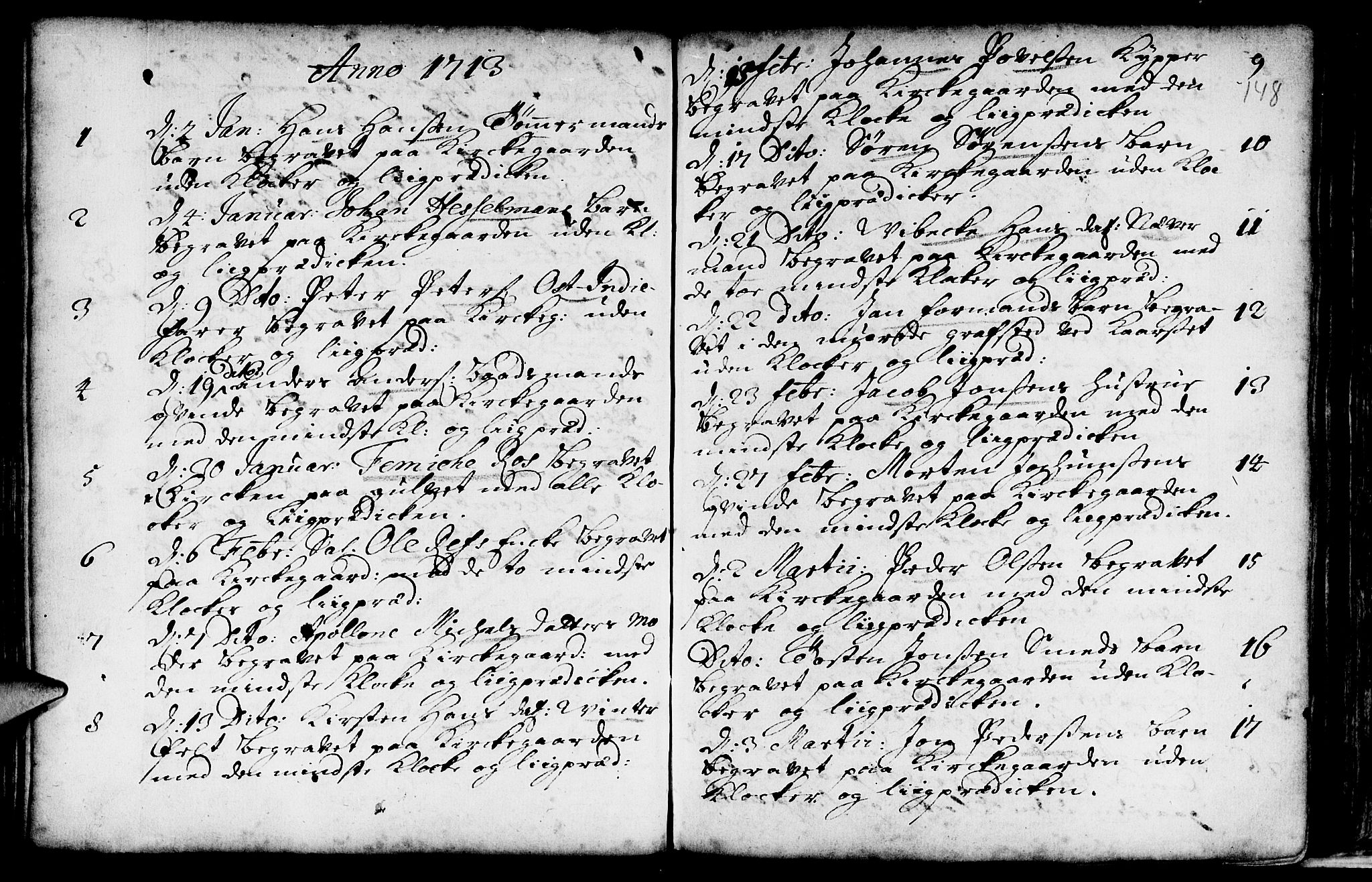 Nykirken Sokneprestembete, SAB/A-77101/H/Haa/L0009: Parish register (official) no. A 9, 1689-1759, p. 148