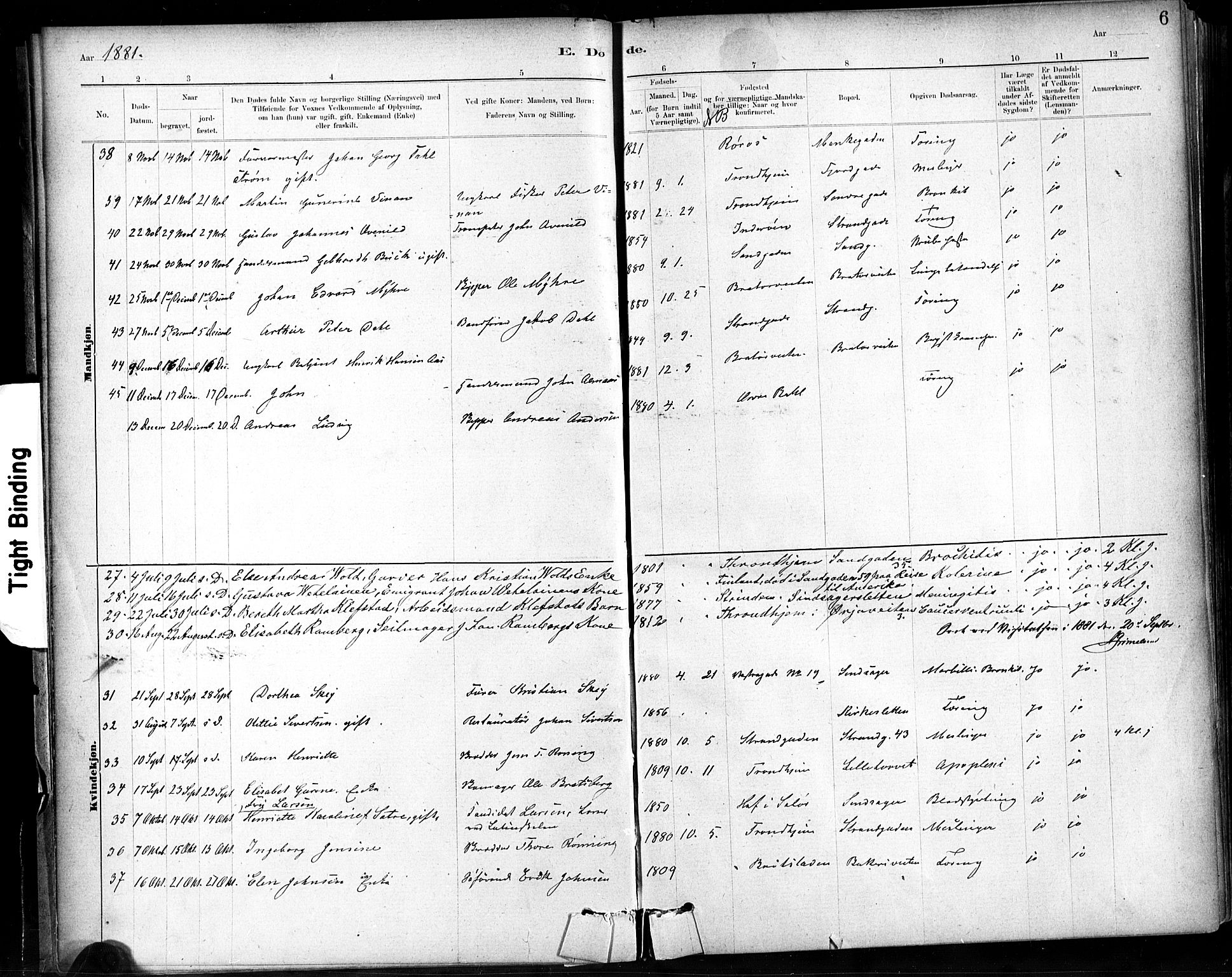 Ministerialprotokoller, klokkerbøker og fødselsregistre - Sør-Trøndelag, SAT/A-1456/602/L0120: Parish register (official) no. 602A18, 1880-1913, p. 6