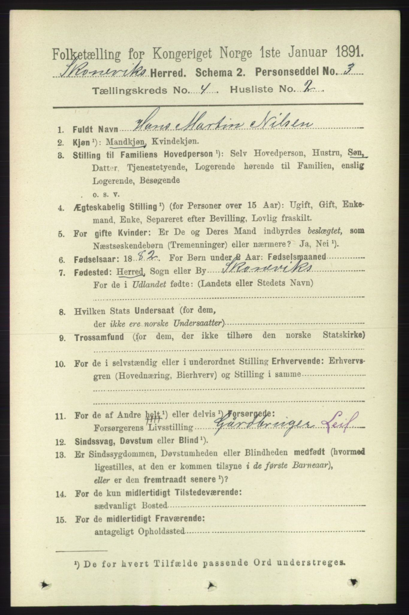 RA, 1891 census for 1212 Skånevik, 1891, p. 849