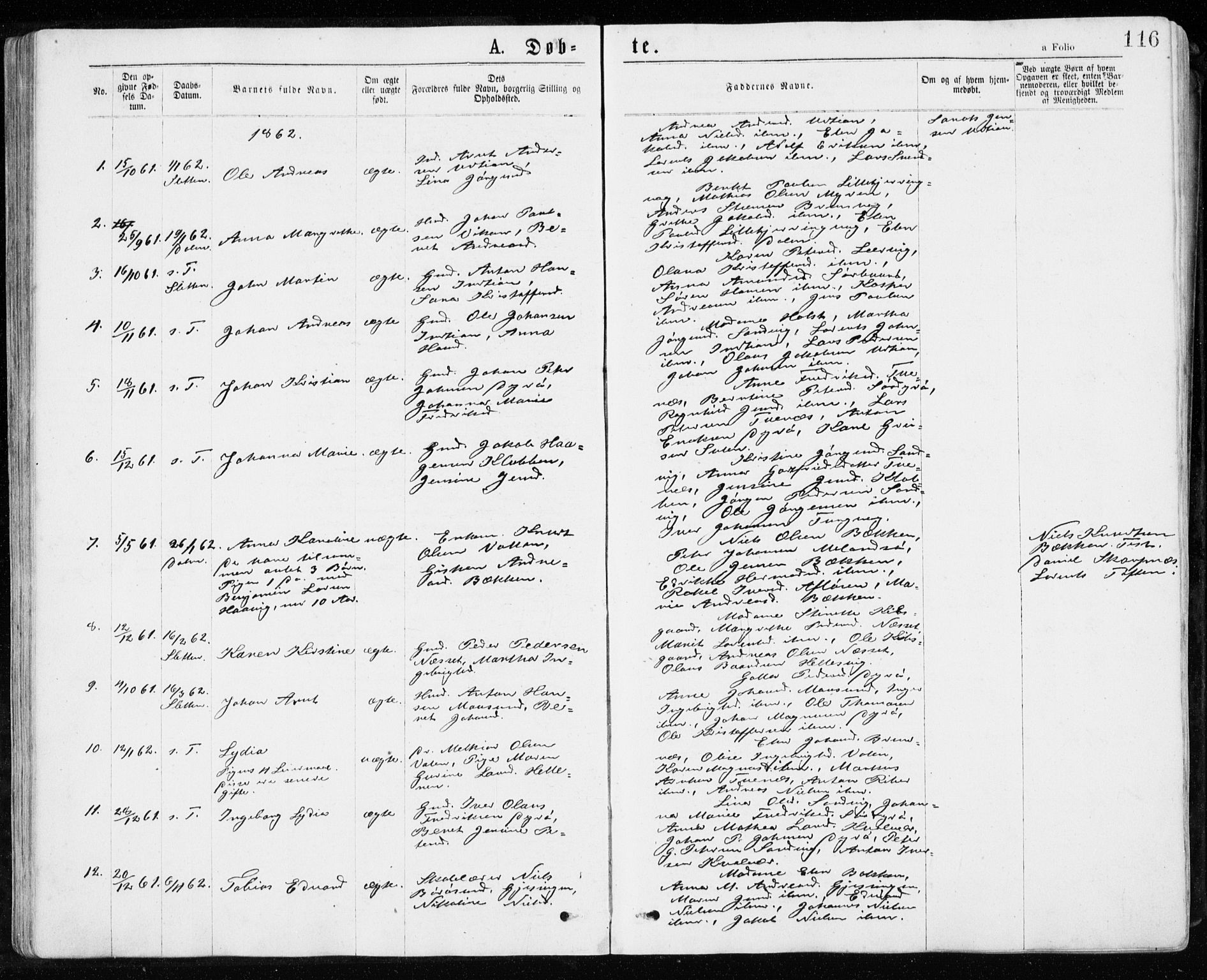 Ministerialprotokoller, klokkerbøker og fødselsregistre - Sør-Trøndelag, SAT/A-1456/640/L0576: Parish register (official) no. 640A01, 1846-1876, p. 116