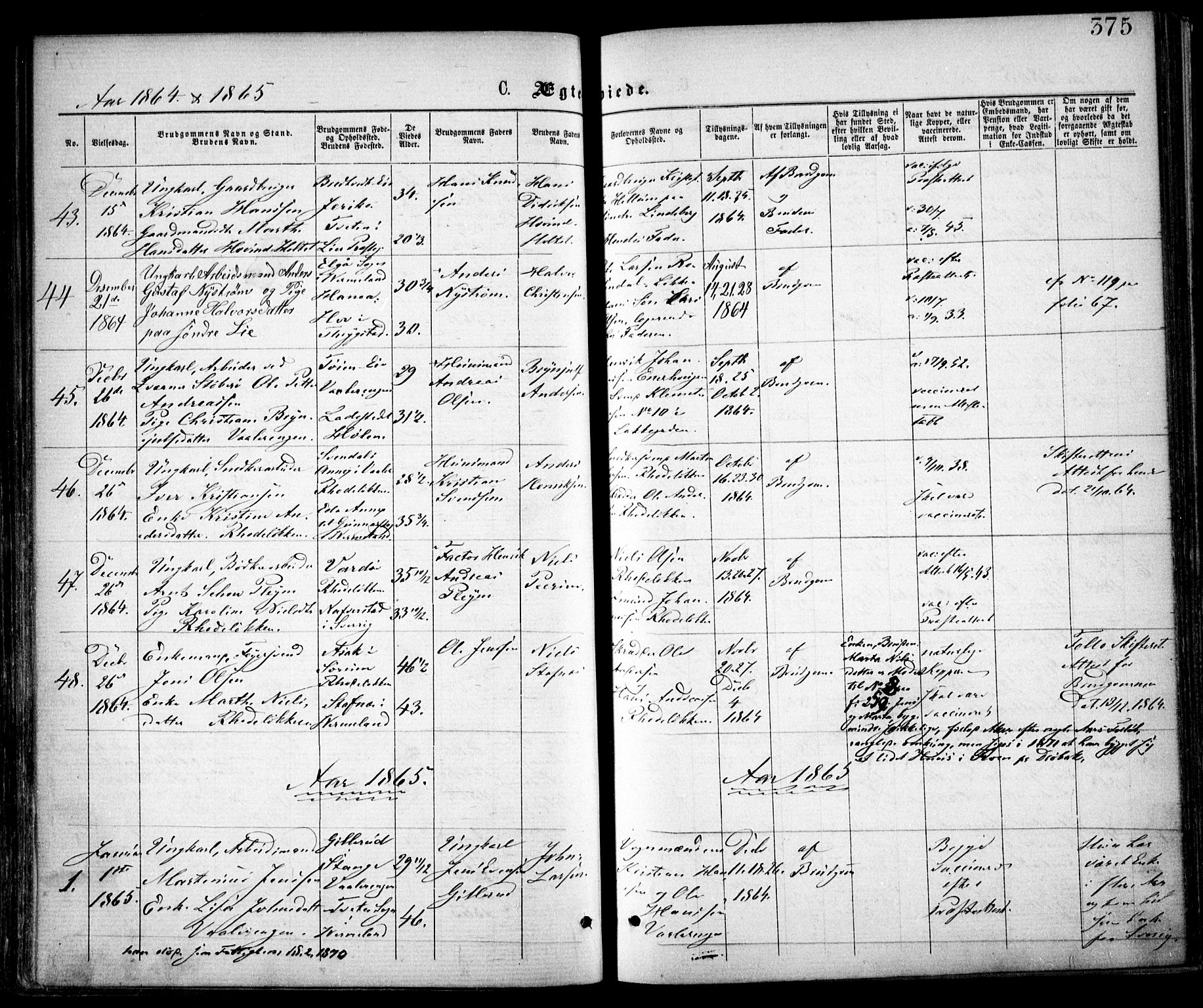 Østre Aker prestekontor Kirkebøker, SAO/A-10840/F/Fa/L0001: Parish register (official) no. I 1, 1861-1869, p. 375