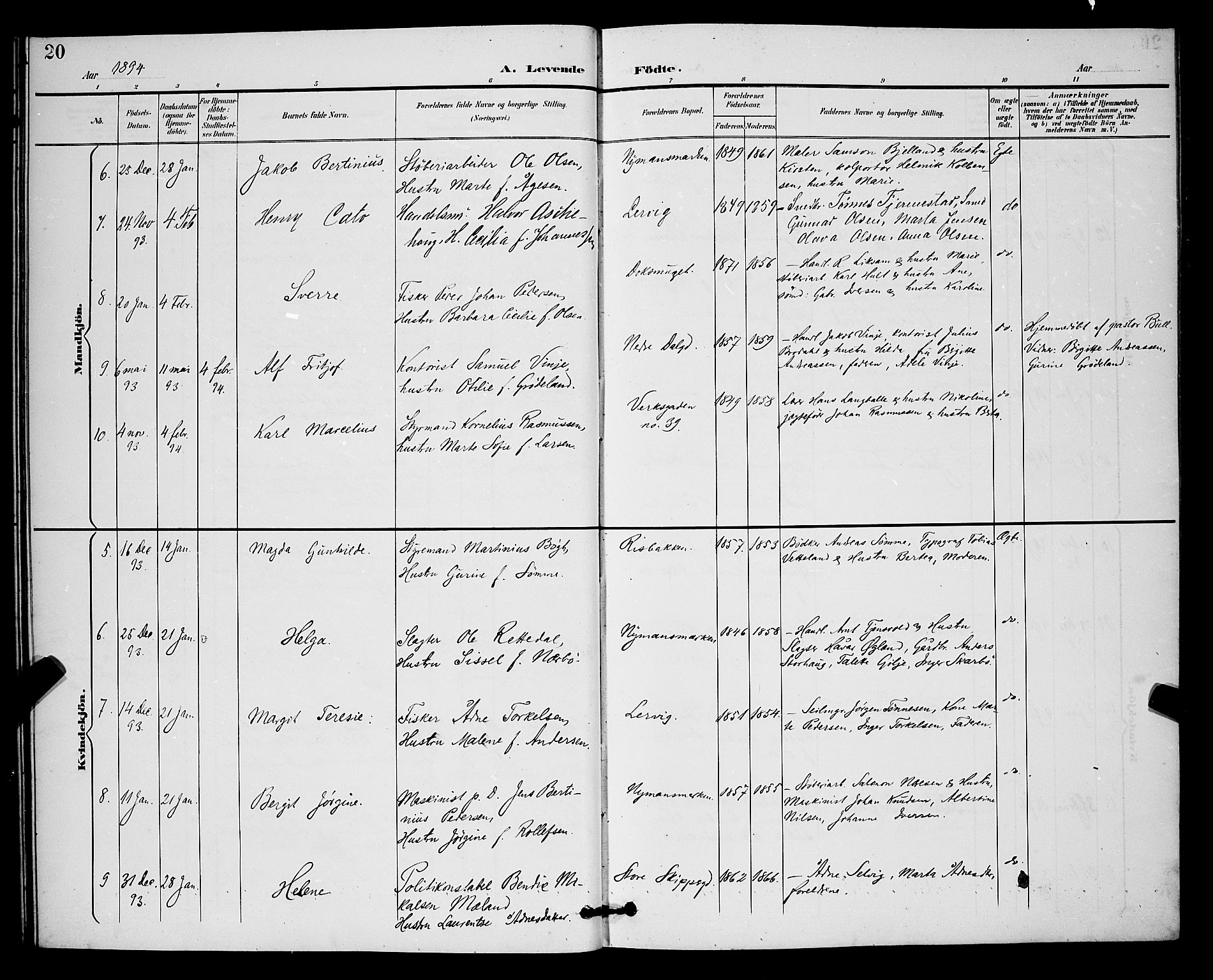 St. Johannes sokneprestkontor, AV/SAST-A-101814/001/30/30BB/L0003: Parish register (copy) no. B 3, 1893-1900, p. 20