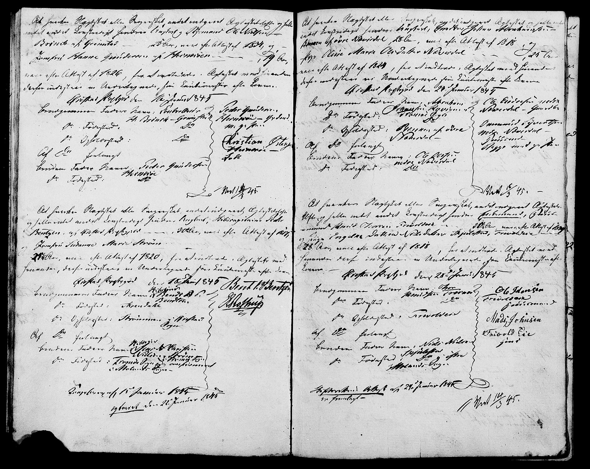 Øyestad sokneprestkontor, AV/SAK-1111-0049/F/Fe/L0002: Best man's statements no. A VI 20, 1844-1846, p. 18