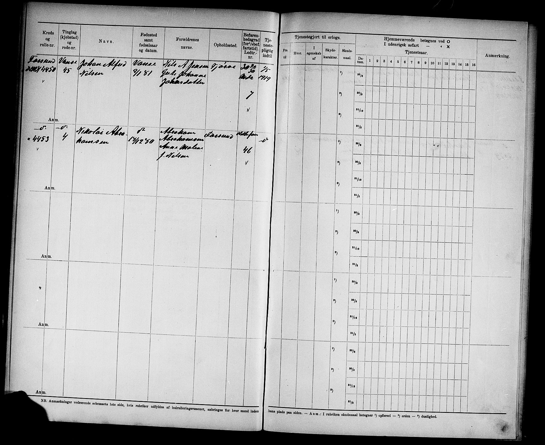 Kristiansand mønstringskrets, AV/SAK-2031-0015/F/Fd/L0005: Rulle sjøvernepliktige, C-5, 1903, p. 42