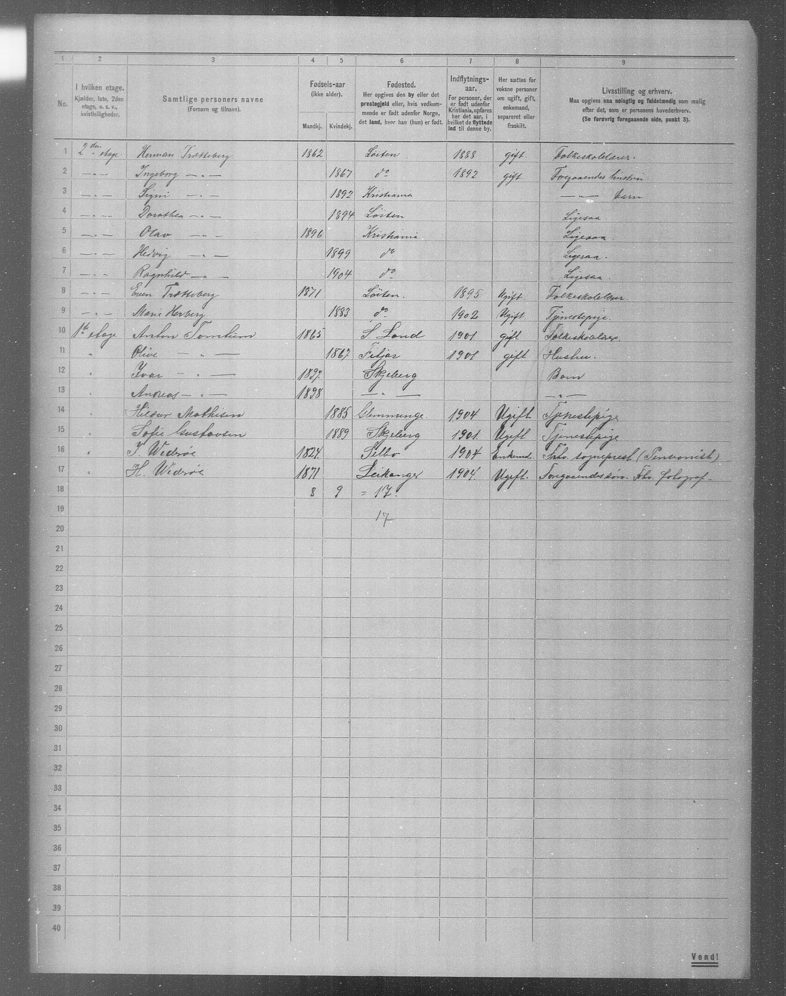 OBA, Municipal Census 1904 for Kristiania, 1904, p. 8942