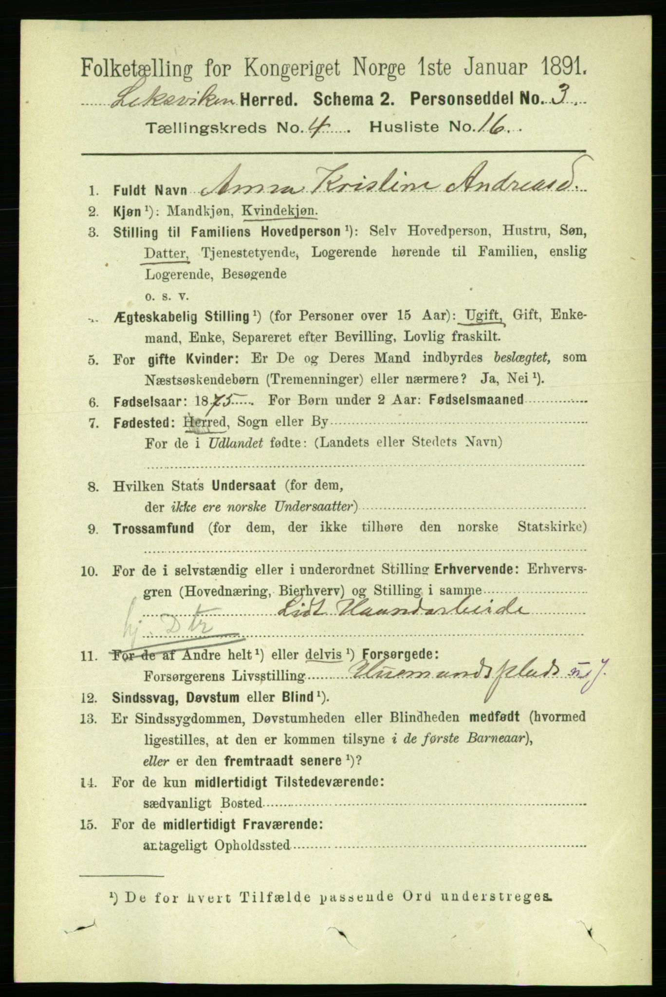 RA, 1891 census for 1718 Leksvik, 1891, p. 2012