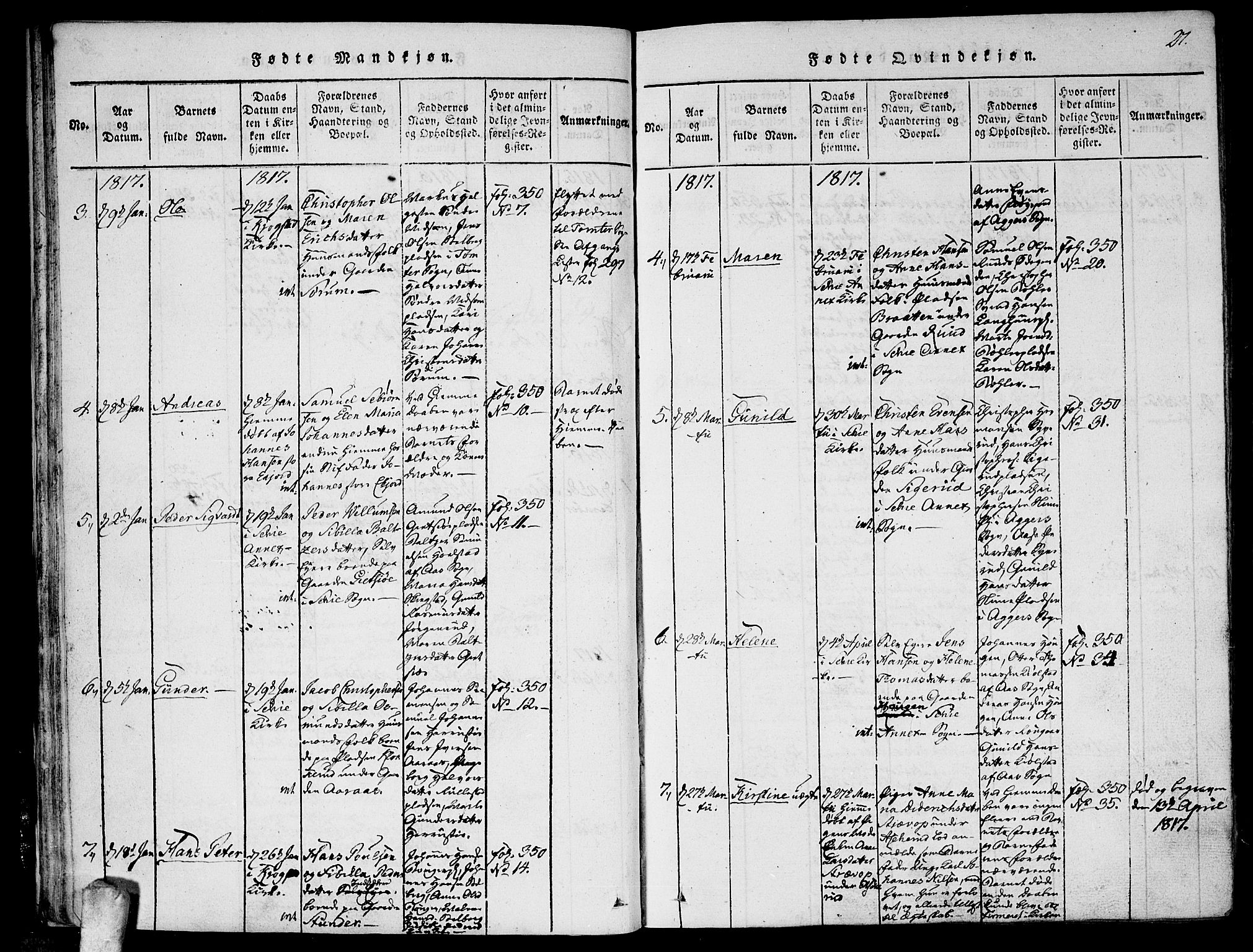 Kråkstad prestekontor Kirkebøker, AV/SAO-A-10125a/F/Fa/L0003: Parish register (official) no. I 3, 1813-1824, p. 27