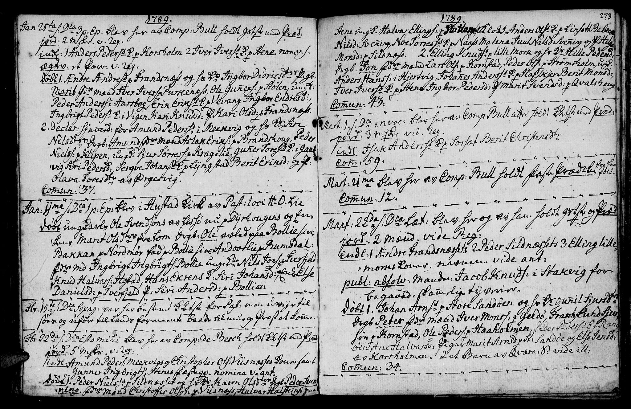 Ministerialprotokoller, klokkerbøker og fødselsregistre - Møre og Romsdal, AV/SAT-A-1454/570/L0828: Parish register (official) no. 570A02, 1750-1789, p. 272-273