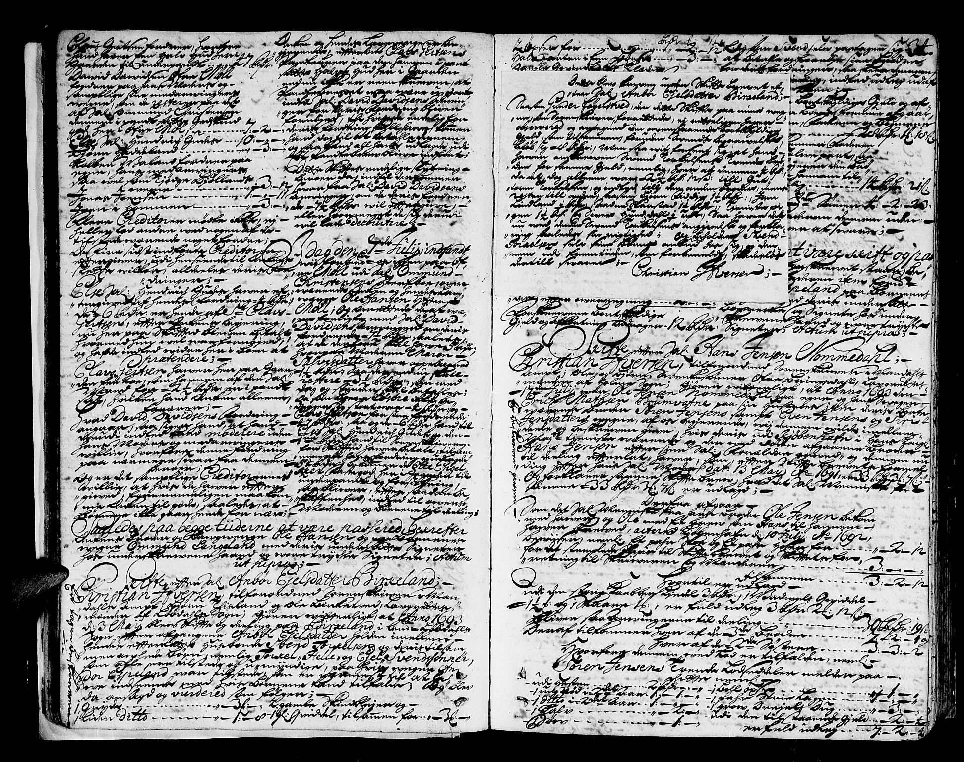 Mandal sorenskriveri, SAK/1221-0005/001/H/Hc/L0008: Skifteprotokoll med register, original i eske nr 4a, 1693-1702, p. 33b-34a
