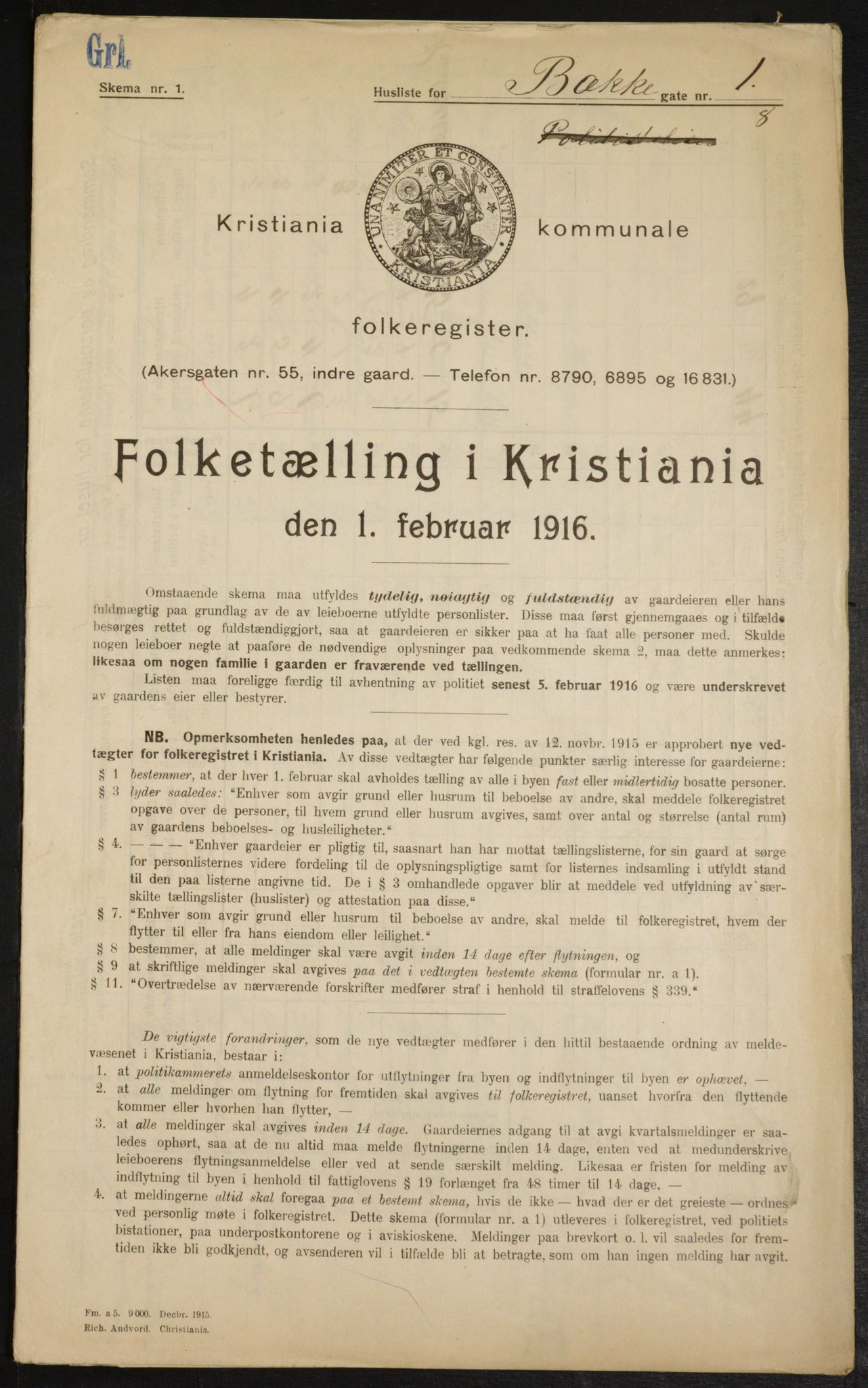 OBA, Municipal Census 1916 for Kristiania, 1916, p. 11066