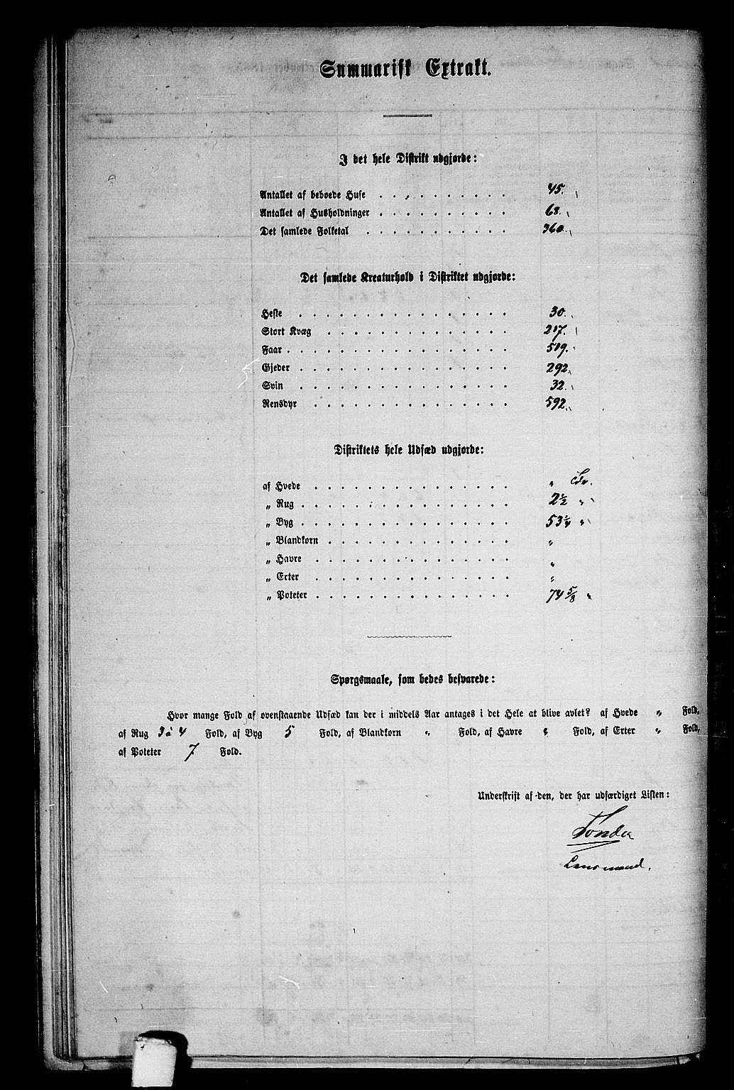 RA, 1865 census for Folda, 1865, p. 74