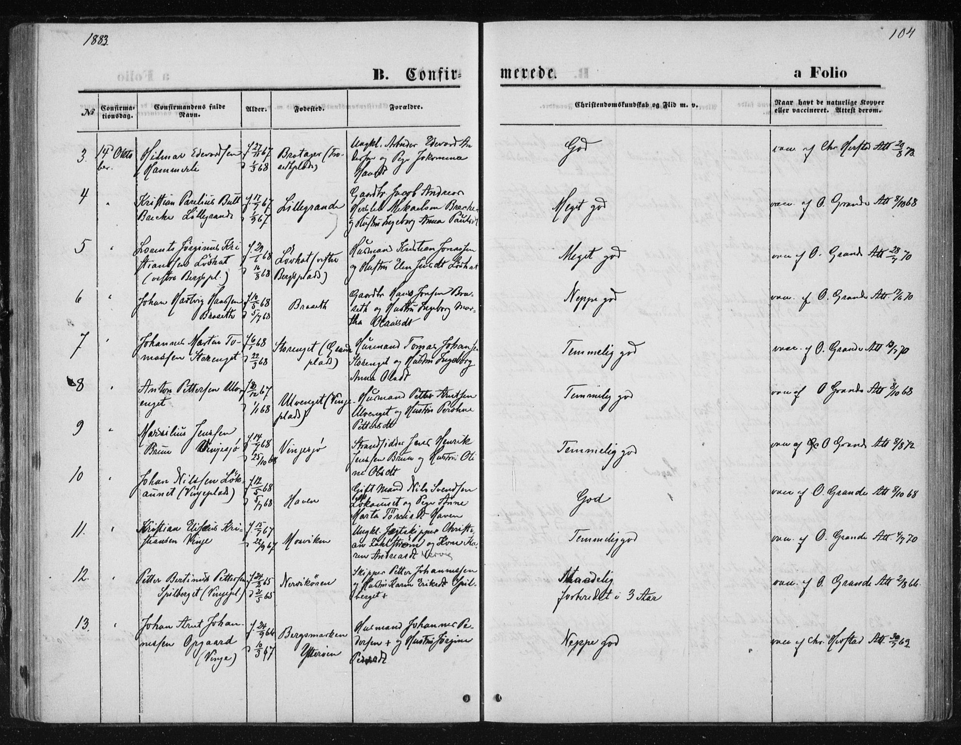 Ministerialprotokoller, klokkerbøker og fødselsregistre - Nord-Trøndelag, AV/SAT-A-1458/733/L0324: Parish register (official) no. 733A03, 1870-1883, p. 104