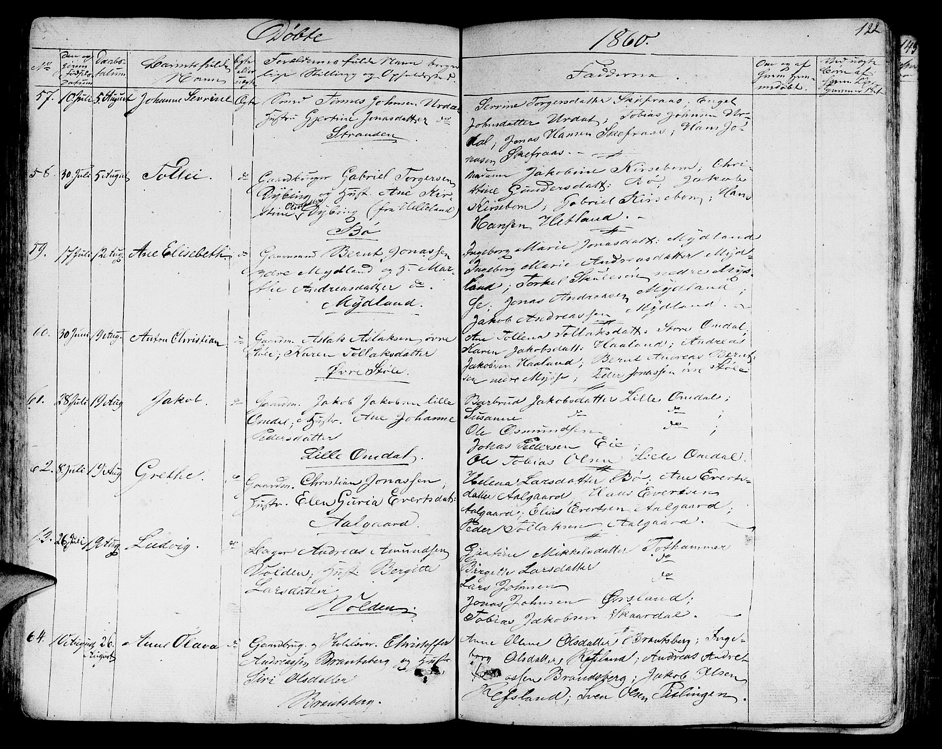 Sokndal sokneprestkontor, AV/SAST-A-101808: Parish register (copy) no. B 2, 1849-1865, p. 122