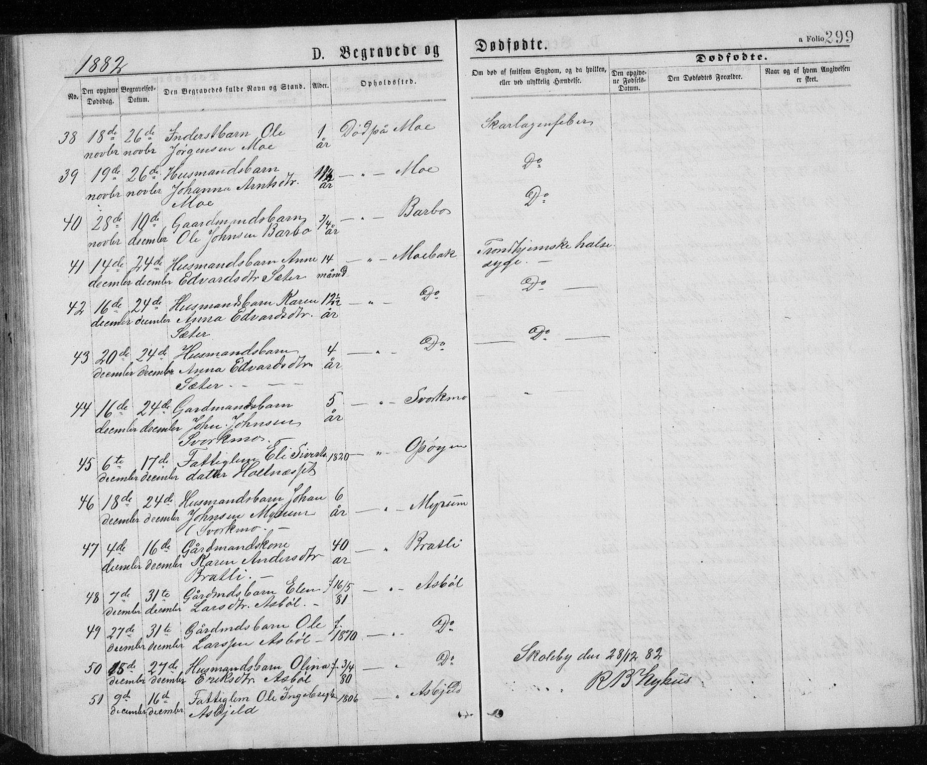 Ministerialprotokoller, klokkerbøker og fødselsregistre - Sør-Trøndelag, AV/SAT-A-1456/671/L0843: Parish register (copy) no. 671C02, 1873-1892, p. 299