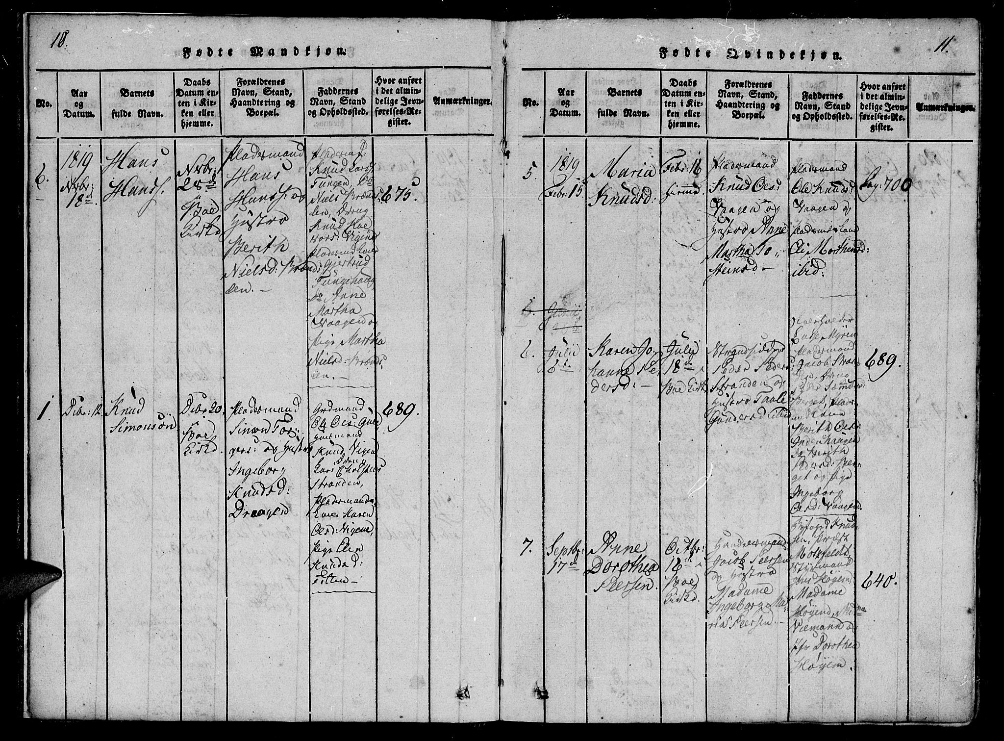 Ministerialprotokoller, klokkerbøker og fødselsregistre - Møre og Romsdal, AV/SAT-A-1454/566/L0763: Parish register (official) no. 566A03 /1, 1817-1829, p. 10-11