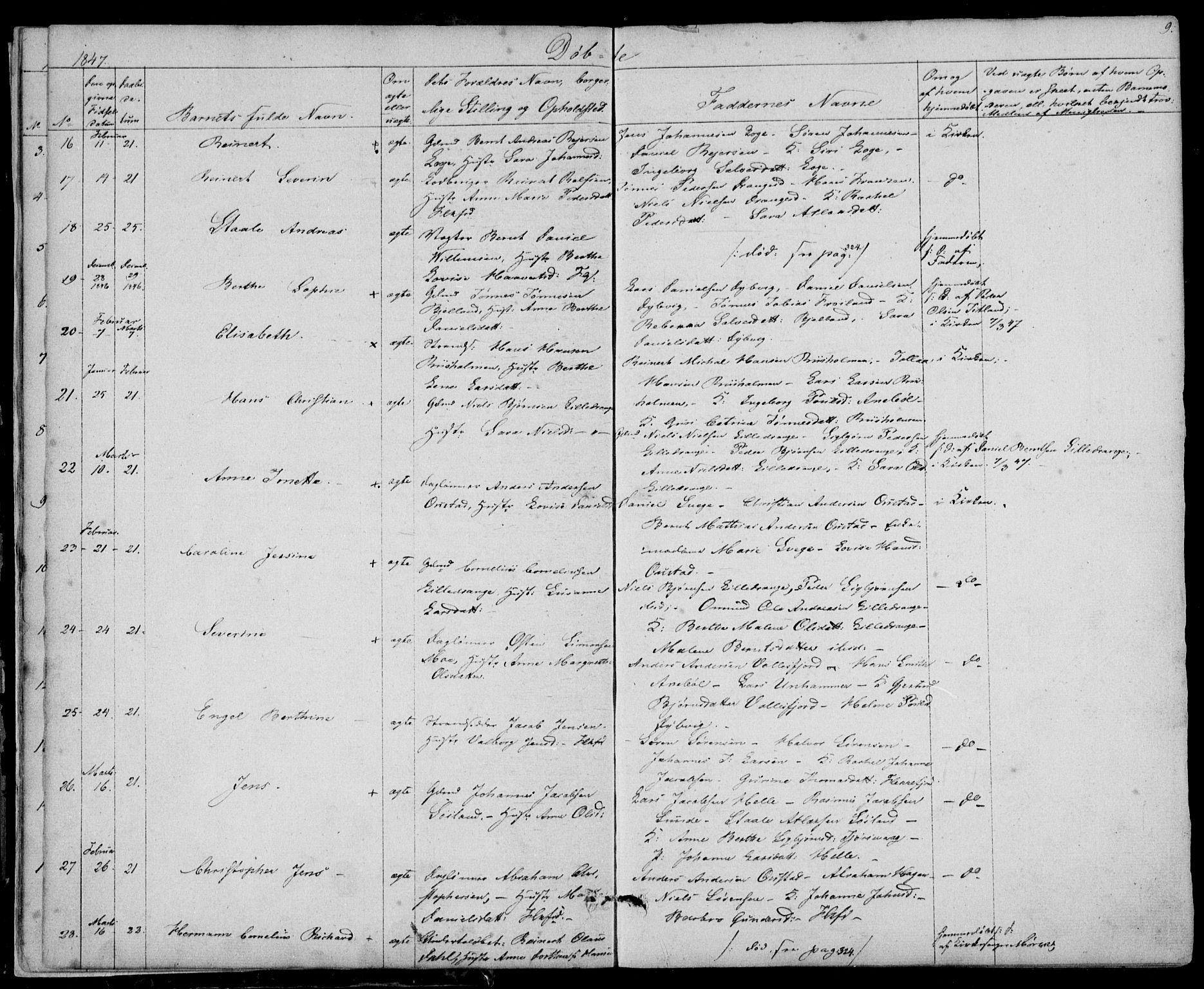 Flekkefjord sokneprestkontor, SAK/1111-0012/F/Fb/Fbc/L0005: Parish register (copy) no. B 5, 1846-1866, p. 9