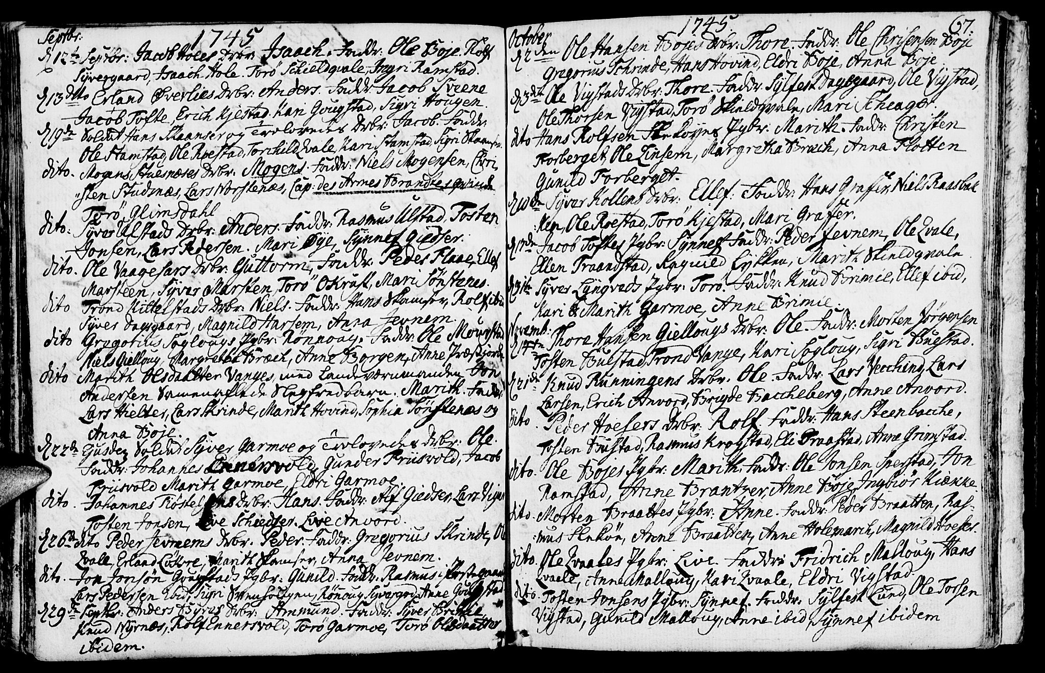 Lom prestekontor, AV/SAH-PREST-070/K/L0001: Parish register (official) no. 1, 1733-1748, p. 67