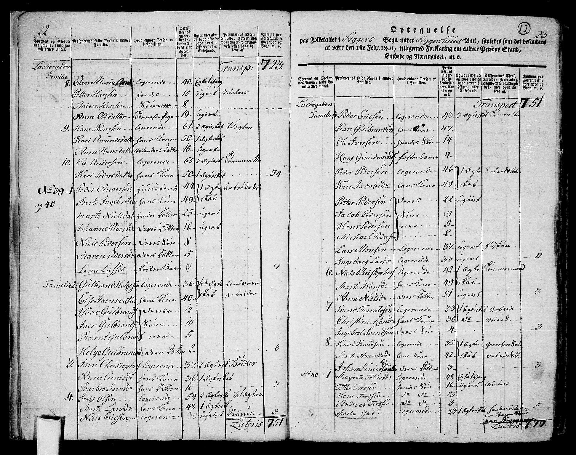 RA, 1801 census for 0218aP Aker, 1801, p. 11b-12a