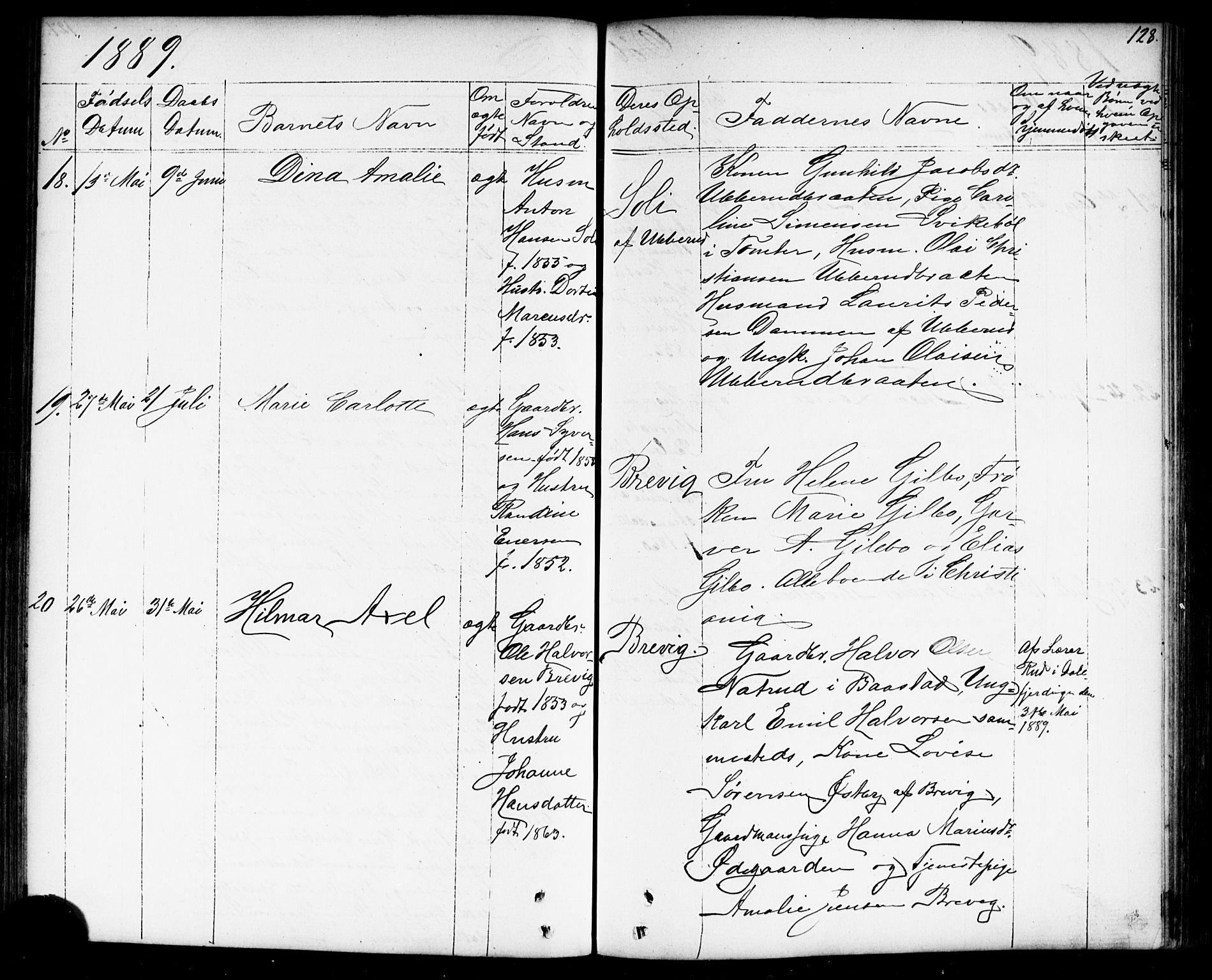 Enebakk prestekontor Kirkebøker, AV/SAO-A-10171c/G/Gb/L0001: Parish register (copy) no. II 1, 1859-1890, p. 128