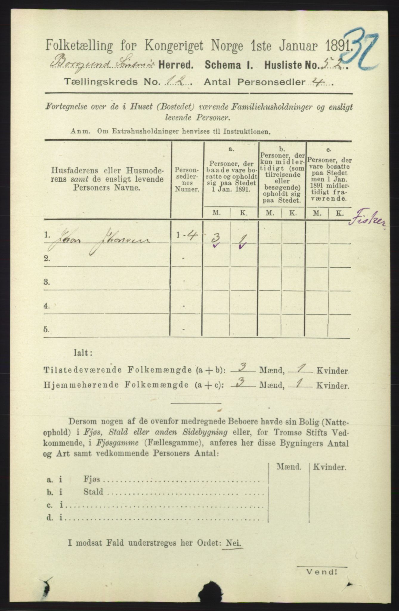 RA, 1891 census for 1531 Borgund, 1891, p. 3191