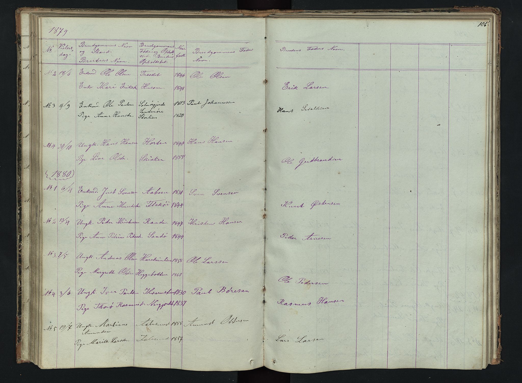 Skjåk prestekontor, SAH/PREST-072/H/Ha/Hab/L0002: Parish register (copy) no. 2, 1867-1894, p. 106