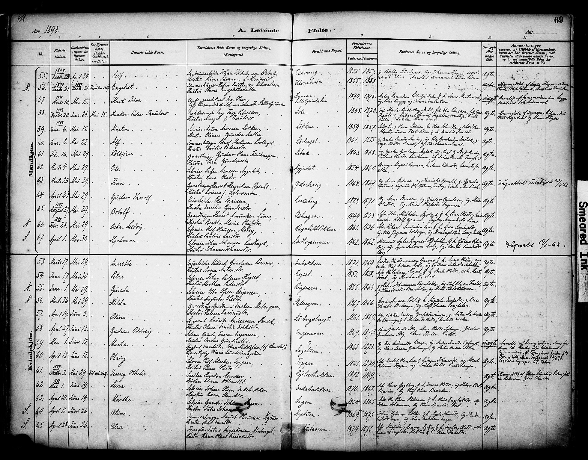 Elverum prestekontor, AV/SAH-PREST-044/H/Ha/Haa/L0014: Parish register (official) no. 14, 1891-1909, p. 69