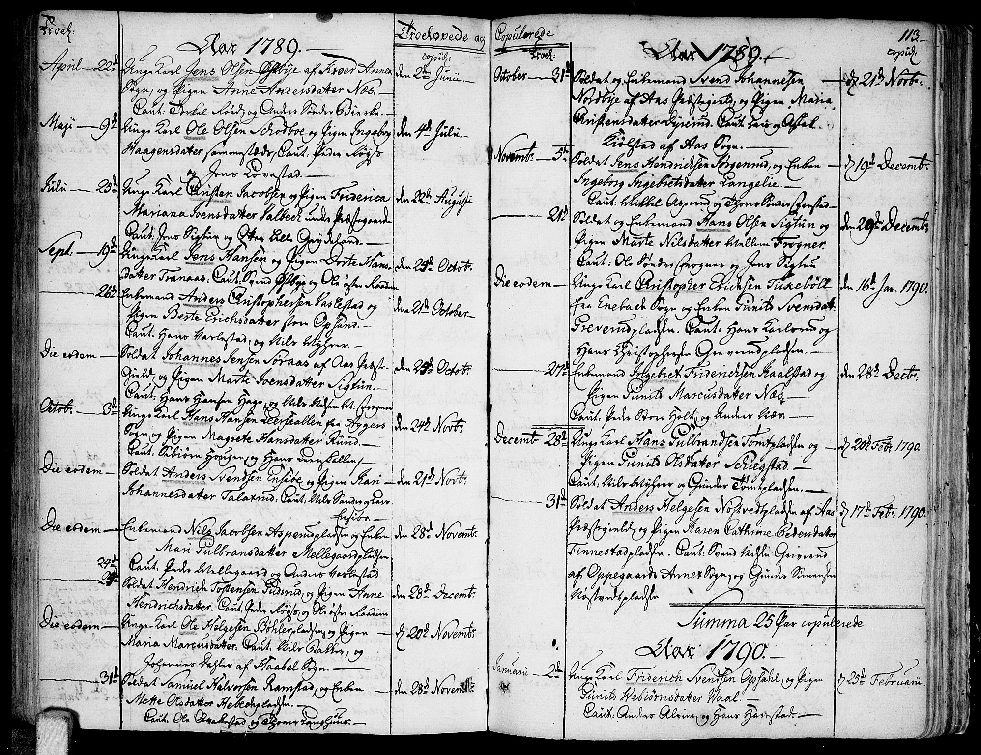 Kråkstad prestekontor Kirkebøker, SAO/A-10125a/F/Fa/L0002: Parish register (official) no. I 2, 1786-1814, p. 113