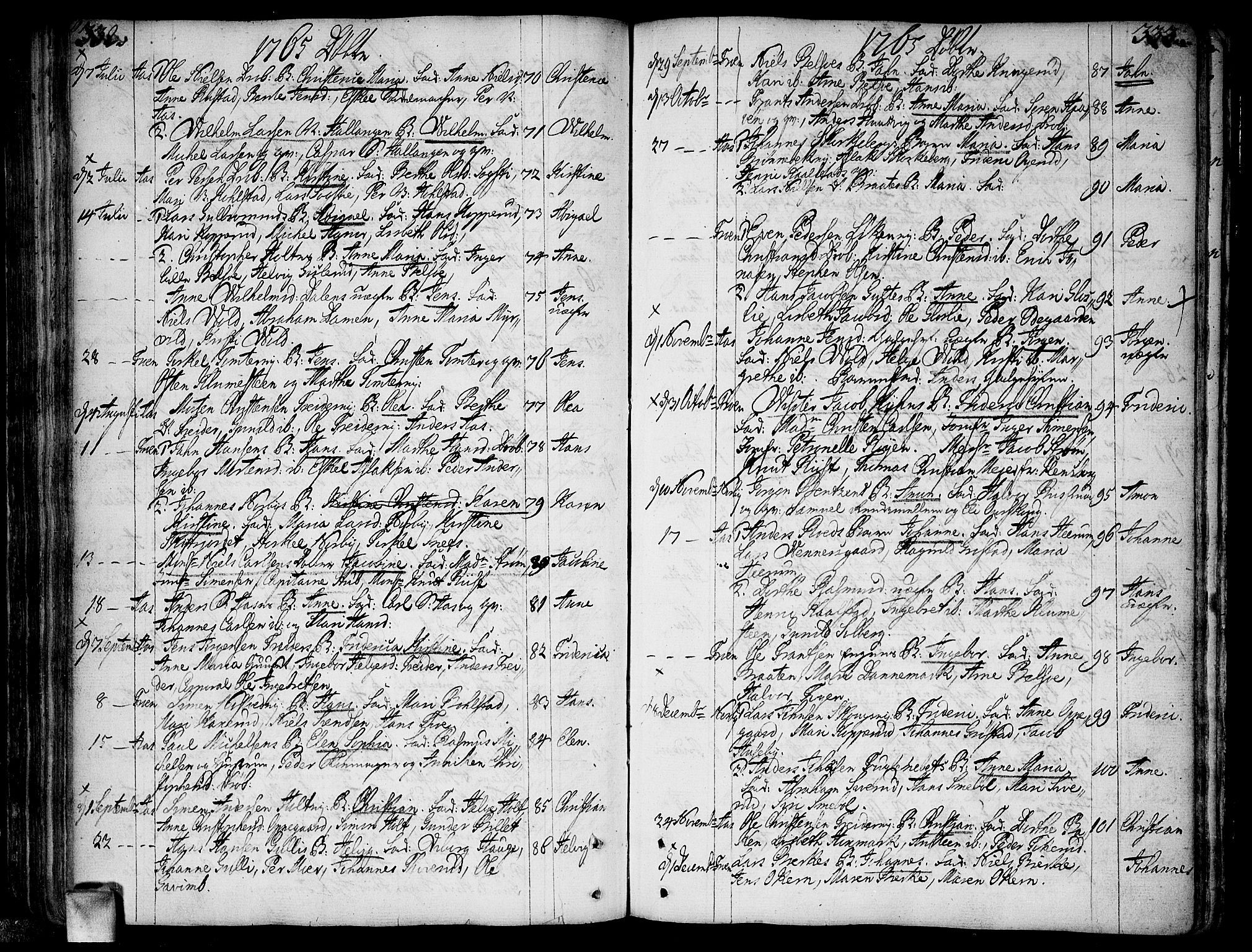 Ås prestekontor Kirkebøker, AV/SAO-A-10894/F/Fa/L0001: Parish register (official) no. I 1, 1742-1778, p. 332-333