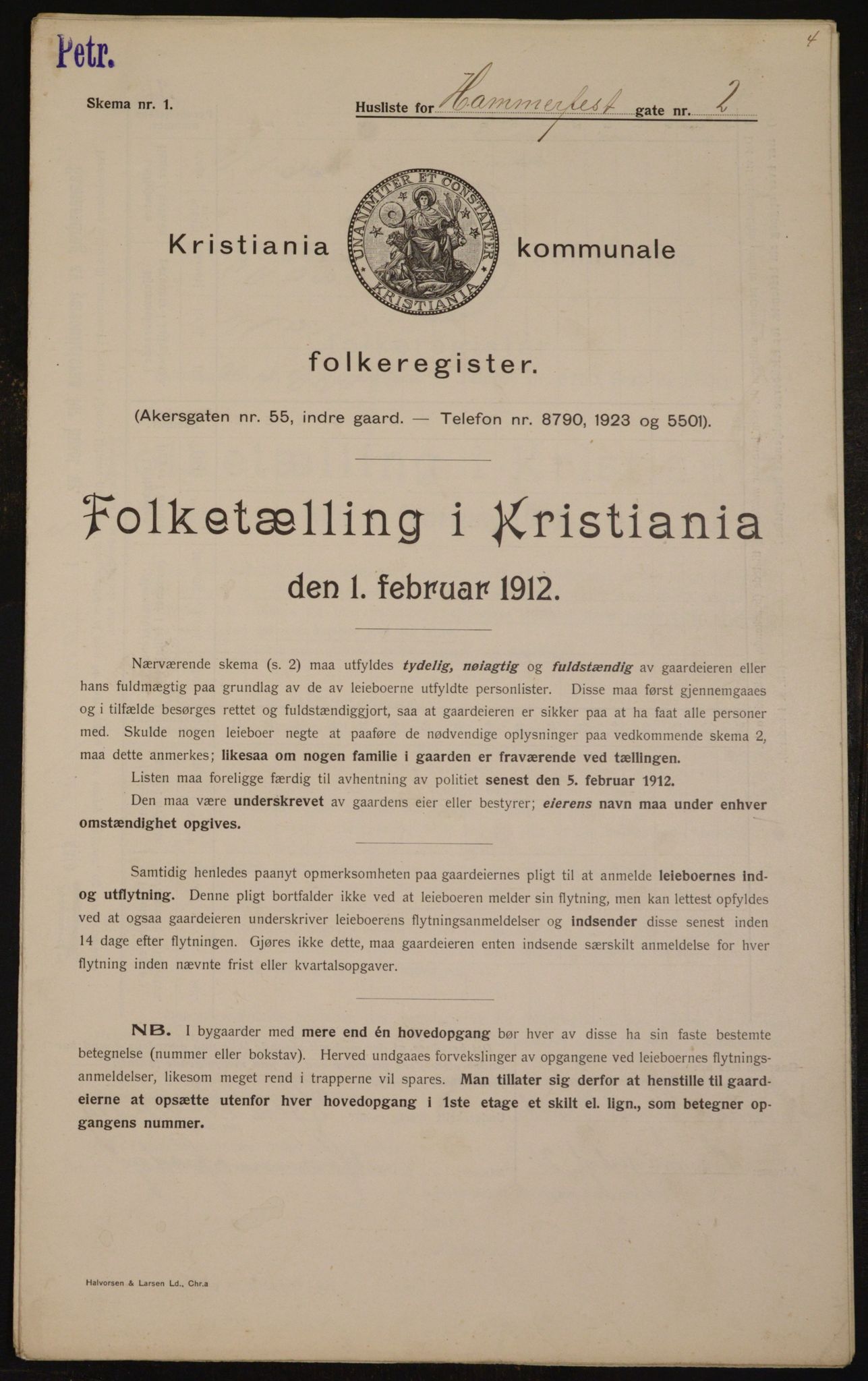 OBA, Municipal Census 1912 for Kristiania, 1912, p. 34175