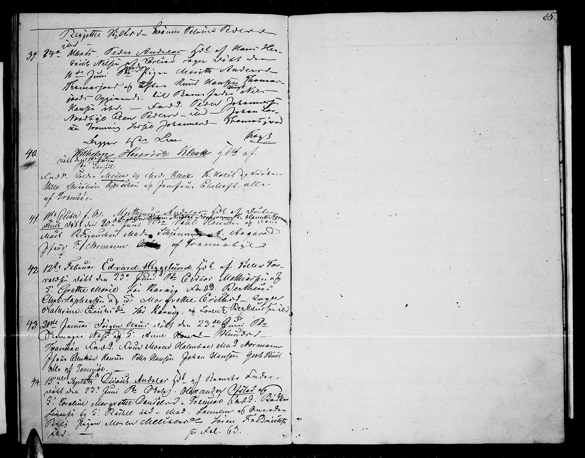 Tromsø sokneprestkontor/stiftsprosti/domprosti, SATØ/S-1343/G/Gb/L0004klokker: Parish register (copy) no. 4, 1836-1840, p. 65