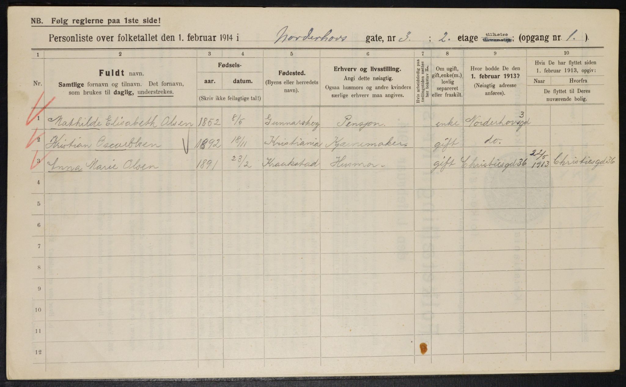 OBA, Municipal Census 1914 for Kristiania, 1914, p. 72426