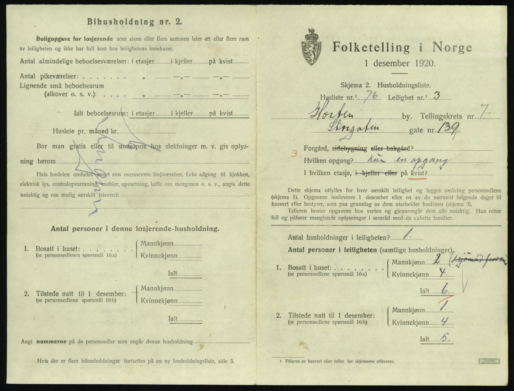 SAKO, 1920 census for Horten, 1920, p. 7503