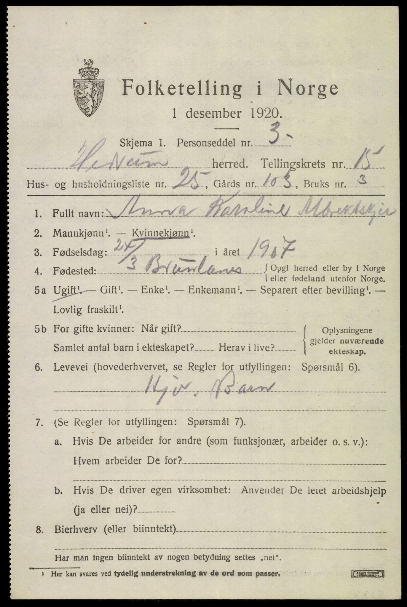 SAKO, 1920 census for Hedrum, 1920, p. 10237