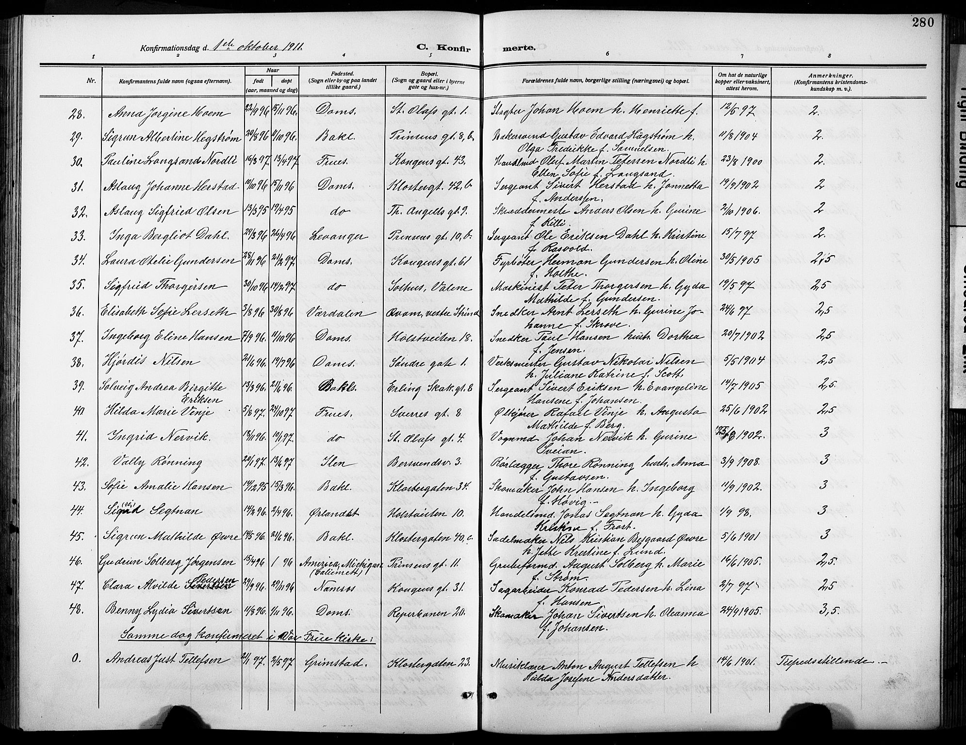 Ministerialprotokoller, klokkerbøker og fødselsregistre - Sør-Trøndelag, SAT/A-1456/601/L0096: Parish register (copy) no. 601C14, 1911-1931, p. 280