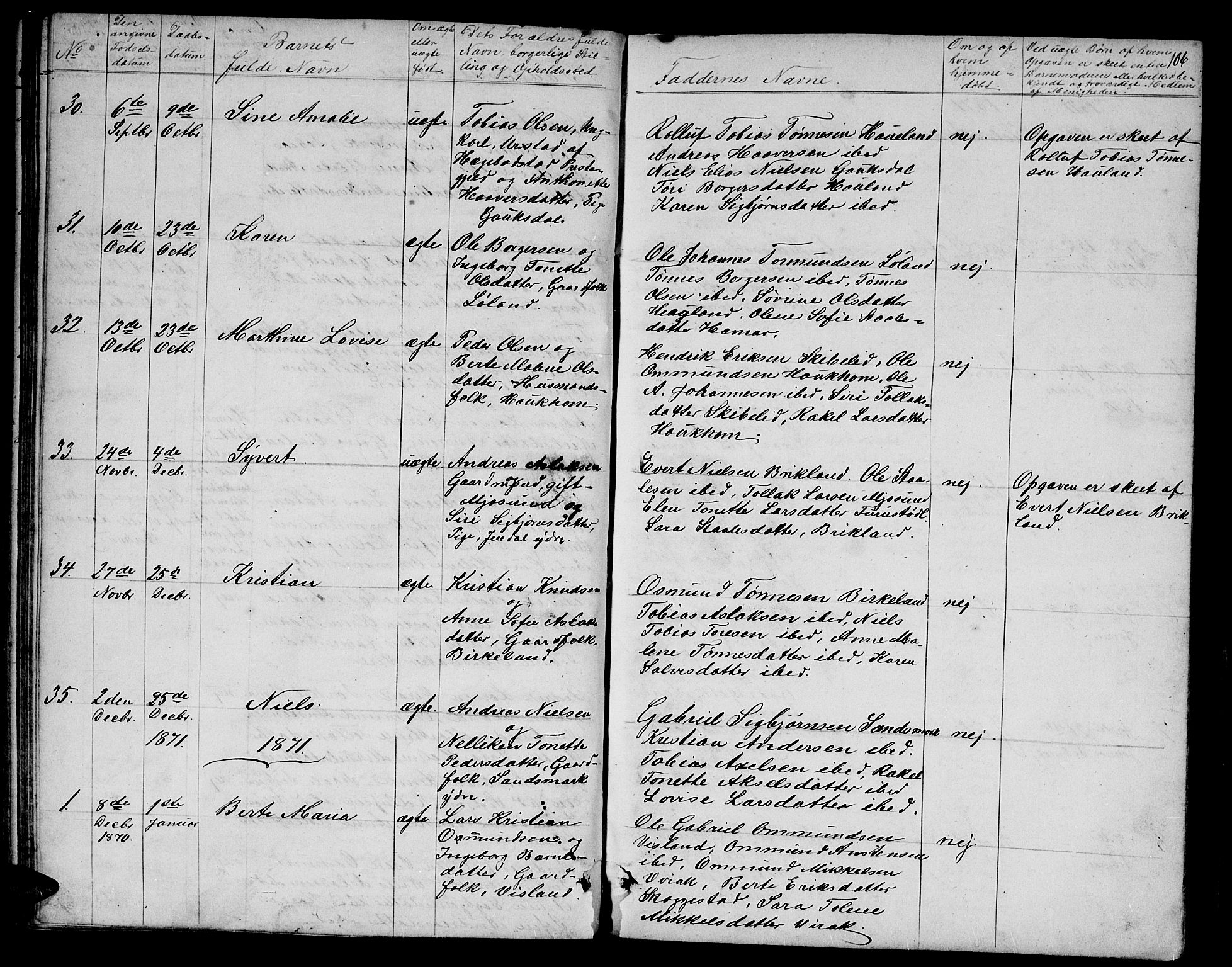 Bakke sokneprestkontor, AV/SAK-1111-0002/F/Fb/Fba/L0001: Parish register (copy) no. B 1, 1849-1879, p. 106