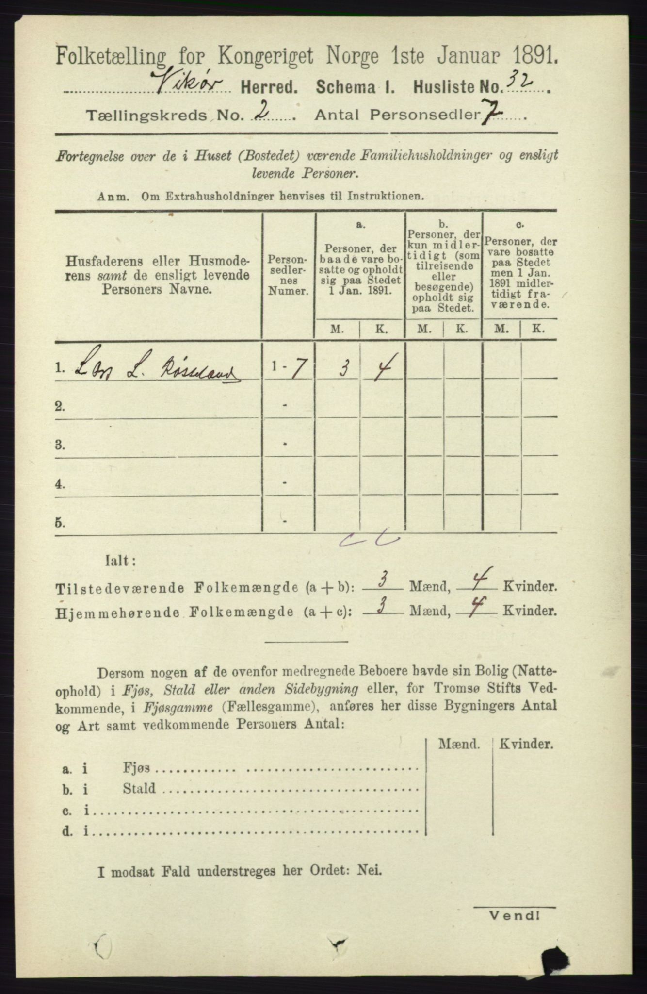 RA, 1891 census for 1238 Vikør, 1891, p. 474