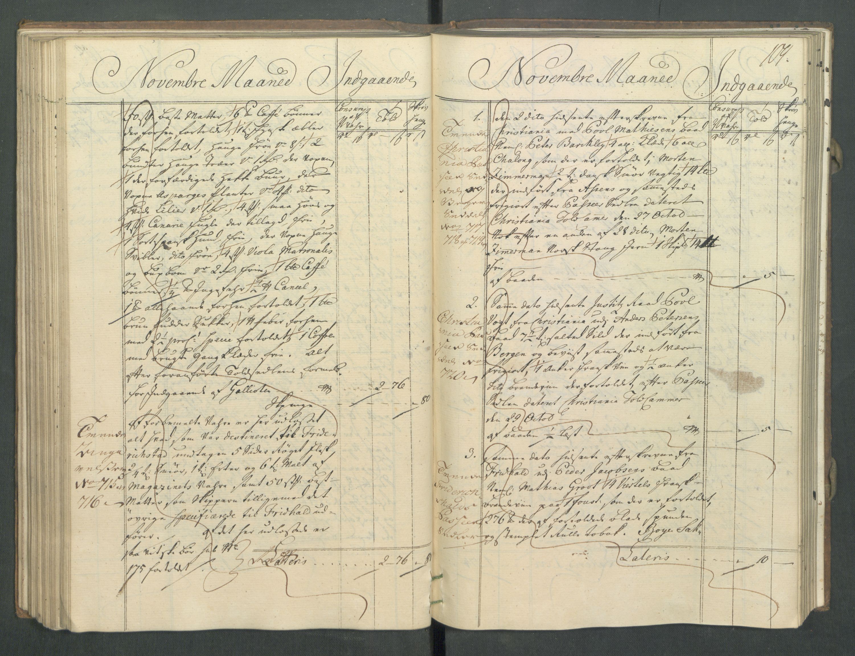 Generaltollkammeret, tollregnskaper, AV/RA-EA-5490/R02/L0022/0001: Tollregnskaper Fredrikstad / Inngående hovedtollbok, 1756, p. 108b-109a