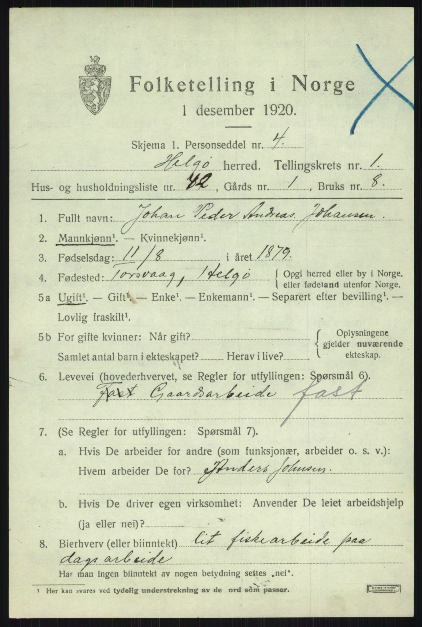 SATØ, 1920 census for Helgøy, 1920, p. 1072