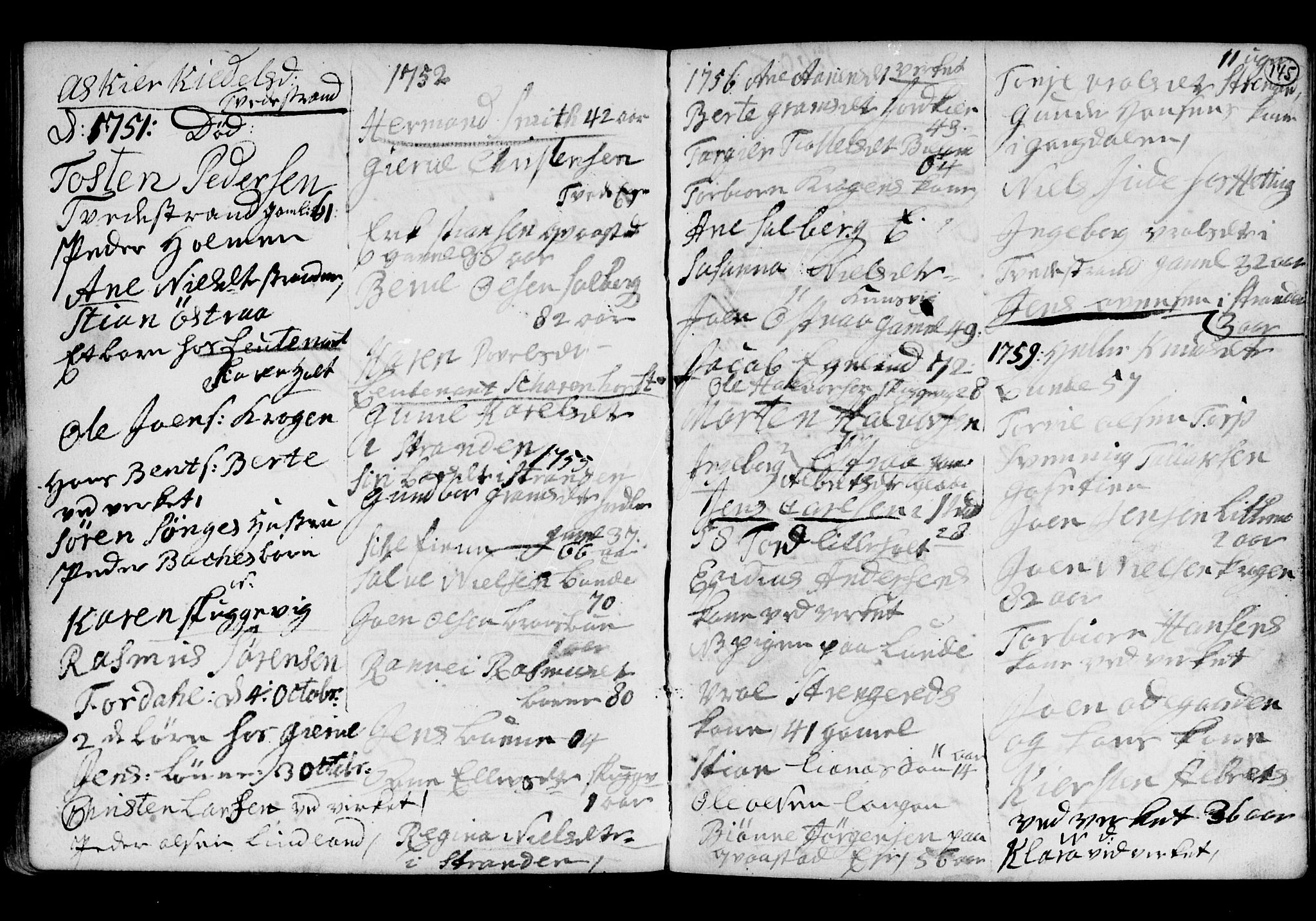 Holt sokneprestkontor, SAK/1111-0021/F/Fb/L0005: Parish register (copy) no. B 5, 1746-1764, p. 145