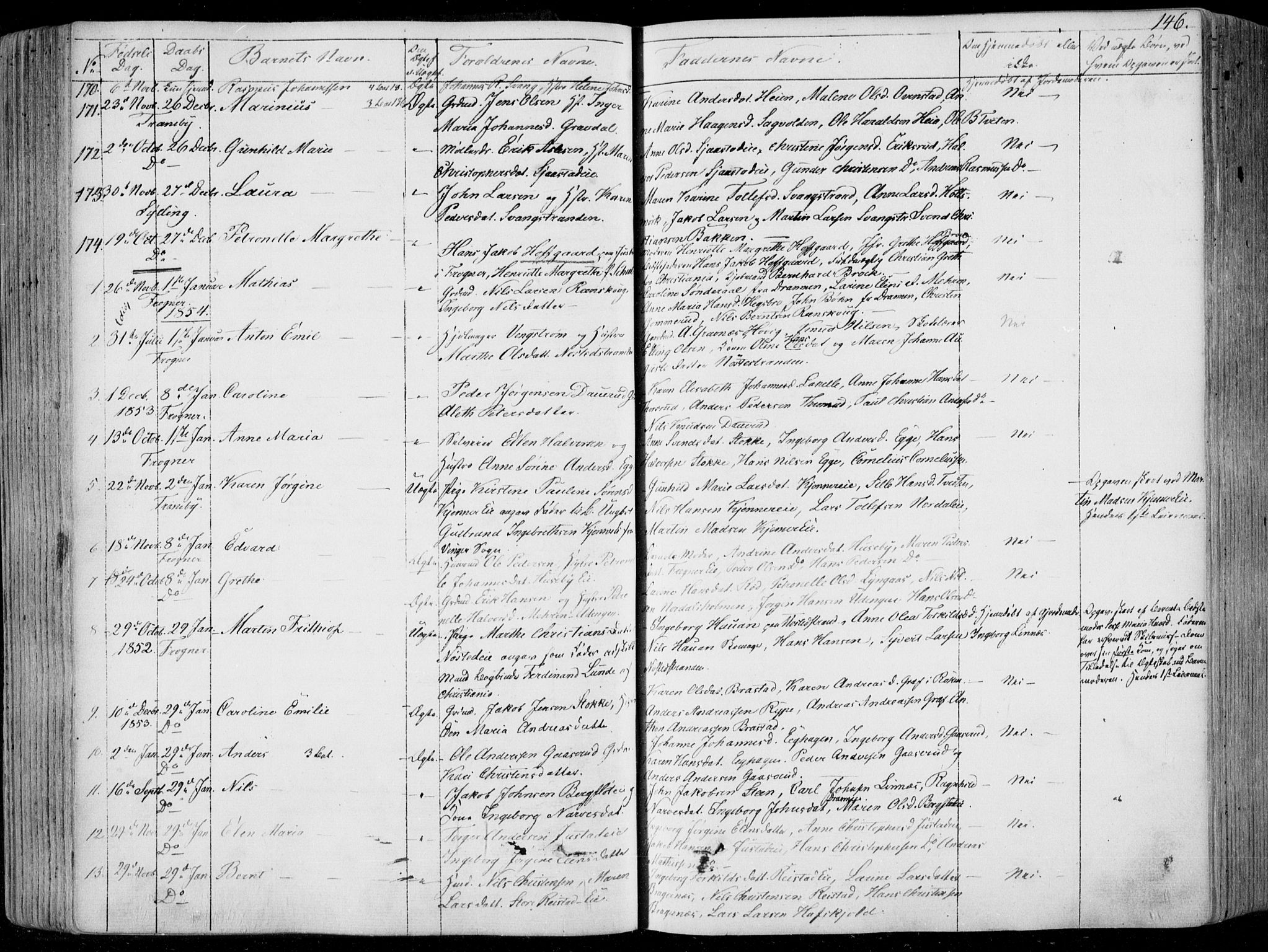 Lier kirkebøker, AV/SAKO-A-230/F/Fa/L0011: Parish register (official) no. I 11, 1843-1854, p. 146